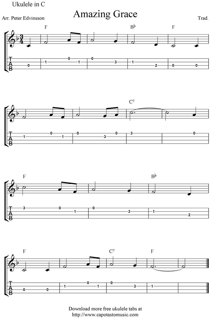 ✓&amp;quot;Amazing Grace&amp;quot; Ukulele Sheet Music - Free Printable | Ukulele within Free Printable Ukulele Songs