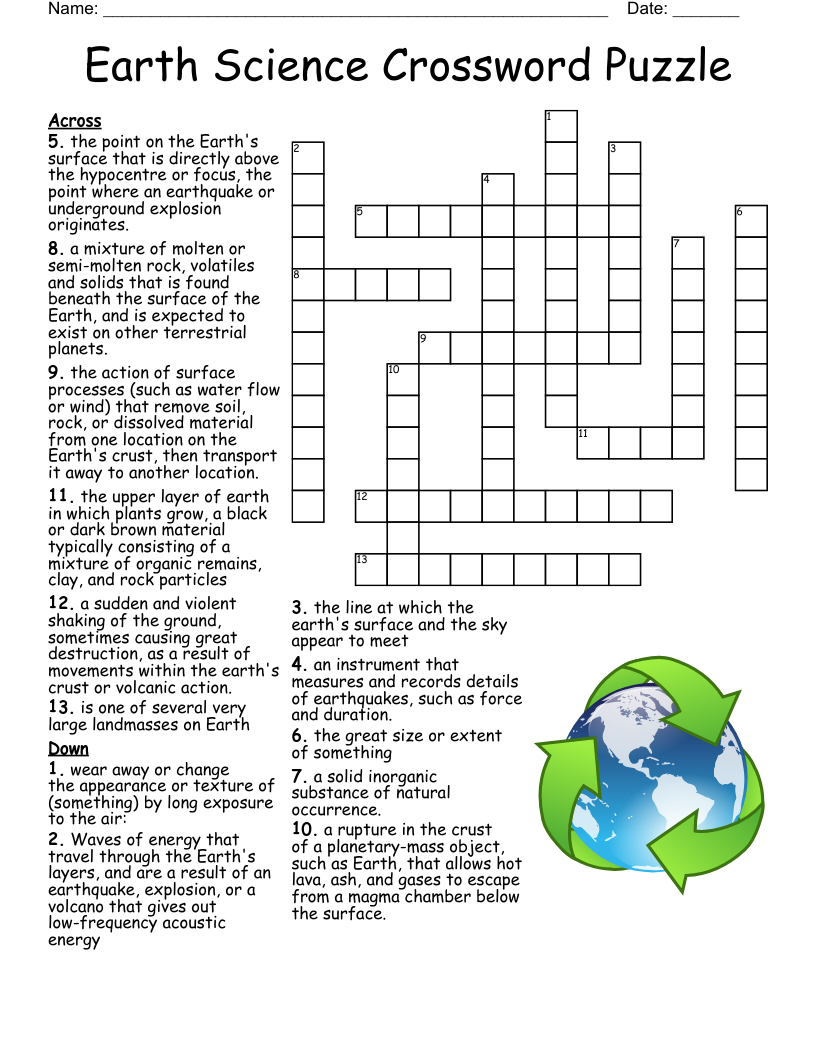 Earth Science Crossword Puzzle - Wordmint pertaining to Free Printable Science Crossword Puzzles