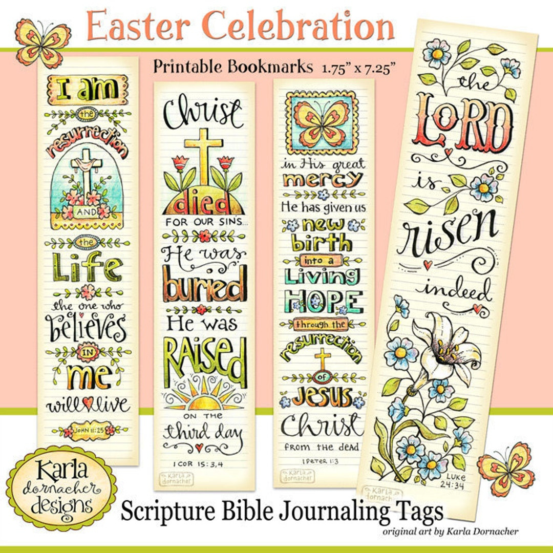 Easter Bible Bookmarks Full Color Bible Journaling Tags Instant for Free Printable Religious Easter Bookmarks