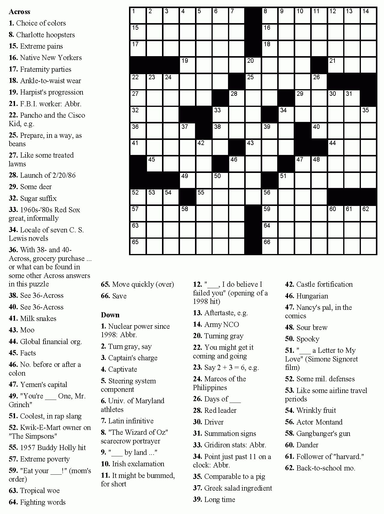 Easy Free Printable Crossword Puzzles pertaining to Free Online Printable Crossword Puzzles