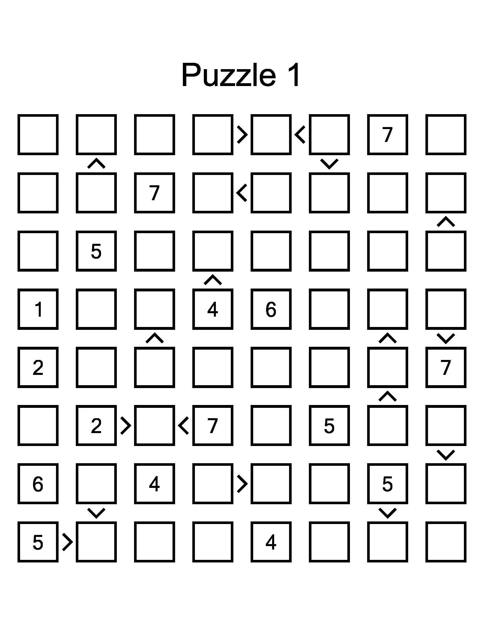 Easy, Medium And Hard Futoshiki Puzzles Printable Pdf 2400 within Free Printable Futoshiki Puzzles