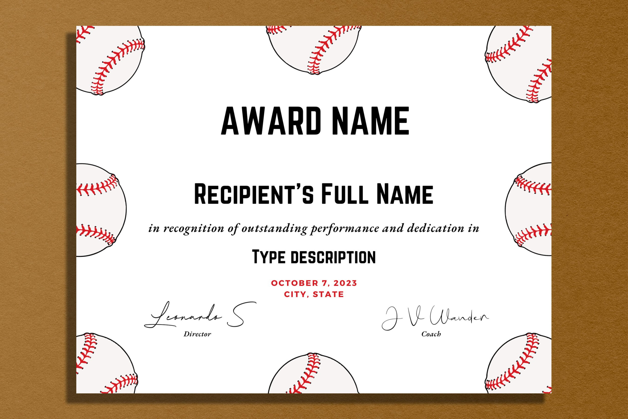 Editable Baseball Award Certificate Template, Printable in Free Printable Baseball Certificates