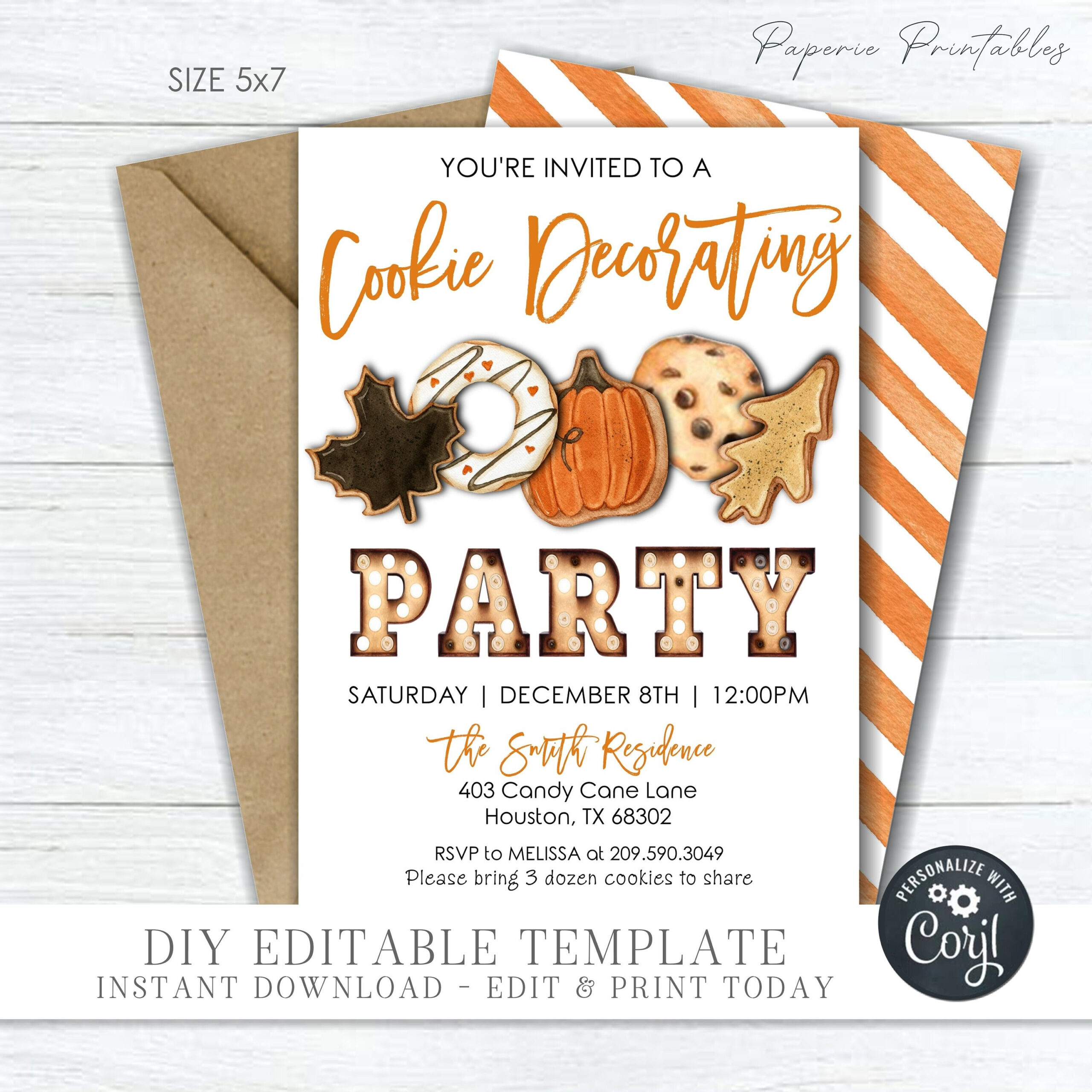 Editable Fall Cookie Decorating Party Invitation, Autumn Cookie pertaining to Free Printable Cookie Decorating Invitations