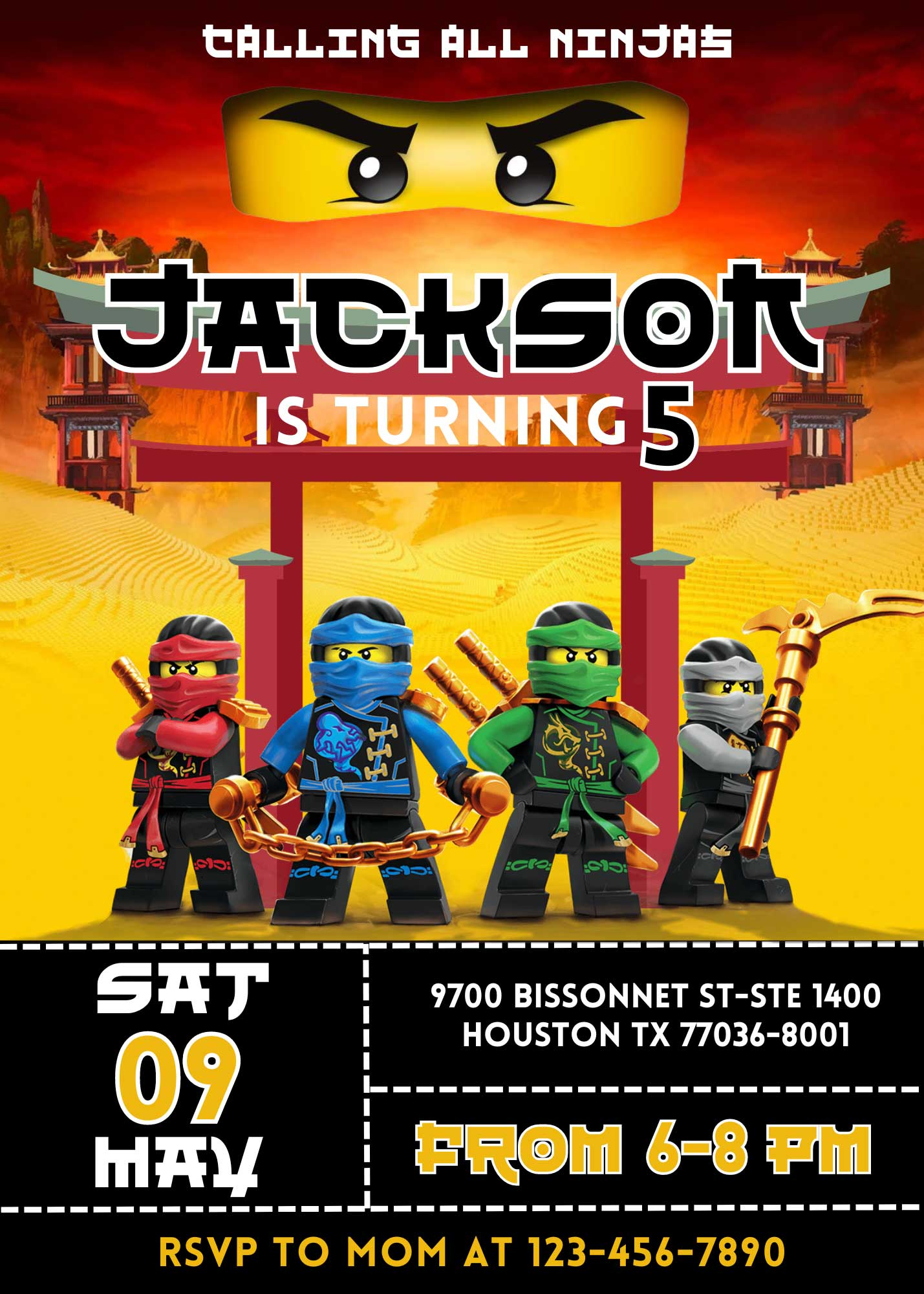 Editable Lego Ninjago Birthday Invitation Template | Awesome Invite within Lego Ninjago Party Invitations Printable Free