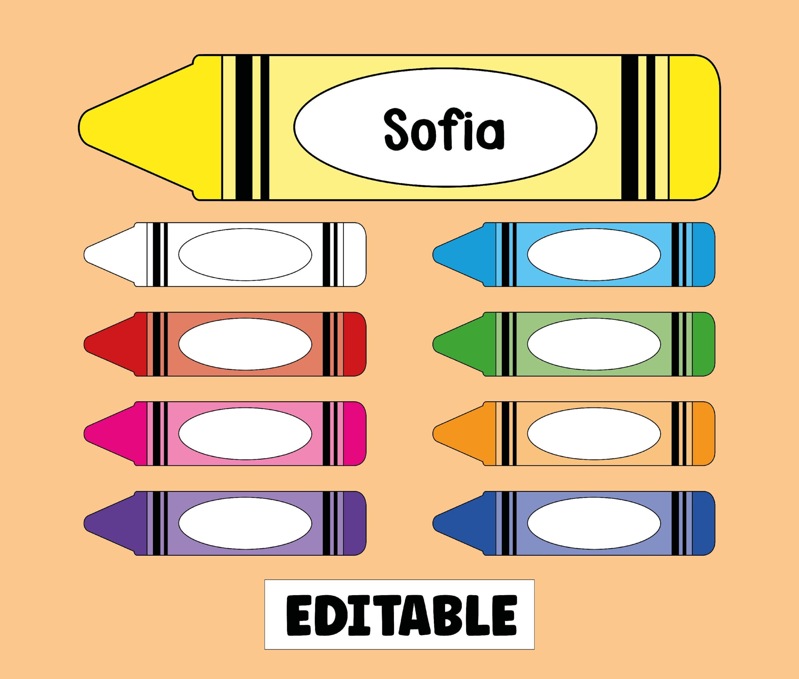 Editable Name Tags For Kids Printable Student Desk Name Plate for Free Printable Crayon Name Tags