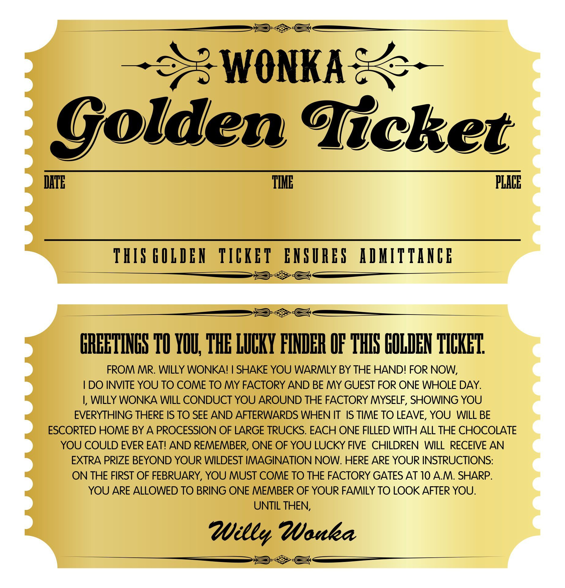 Editable Printable Wonka Golden Ticket | Printablee | Golden regarding Golden Ticket Printable Free