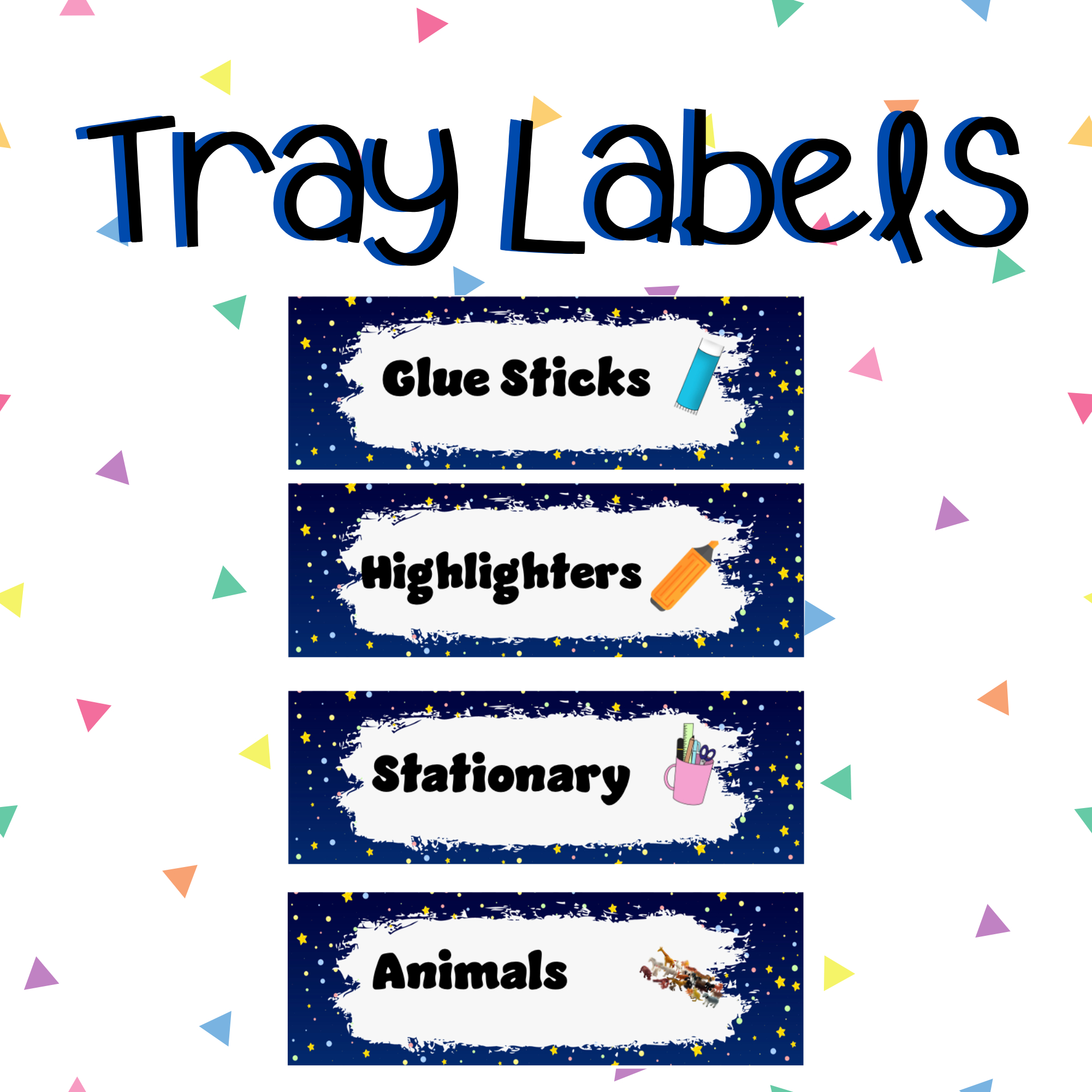 Editable Tray Labels - Starry Night Neutral | Teaching Resources inside Free Printable Classroom Tray Labels