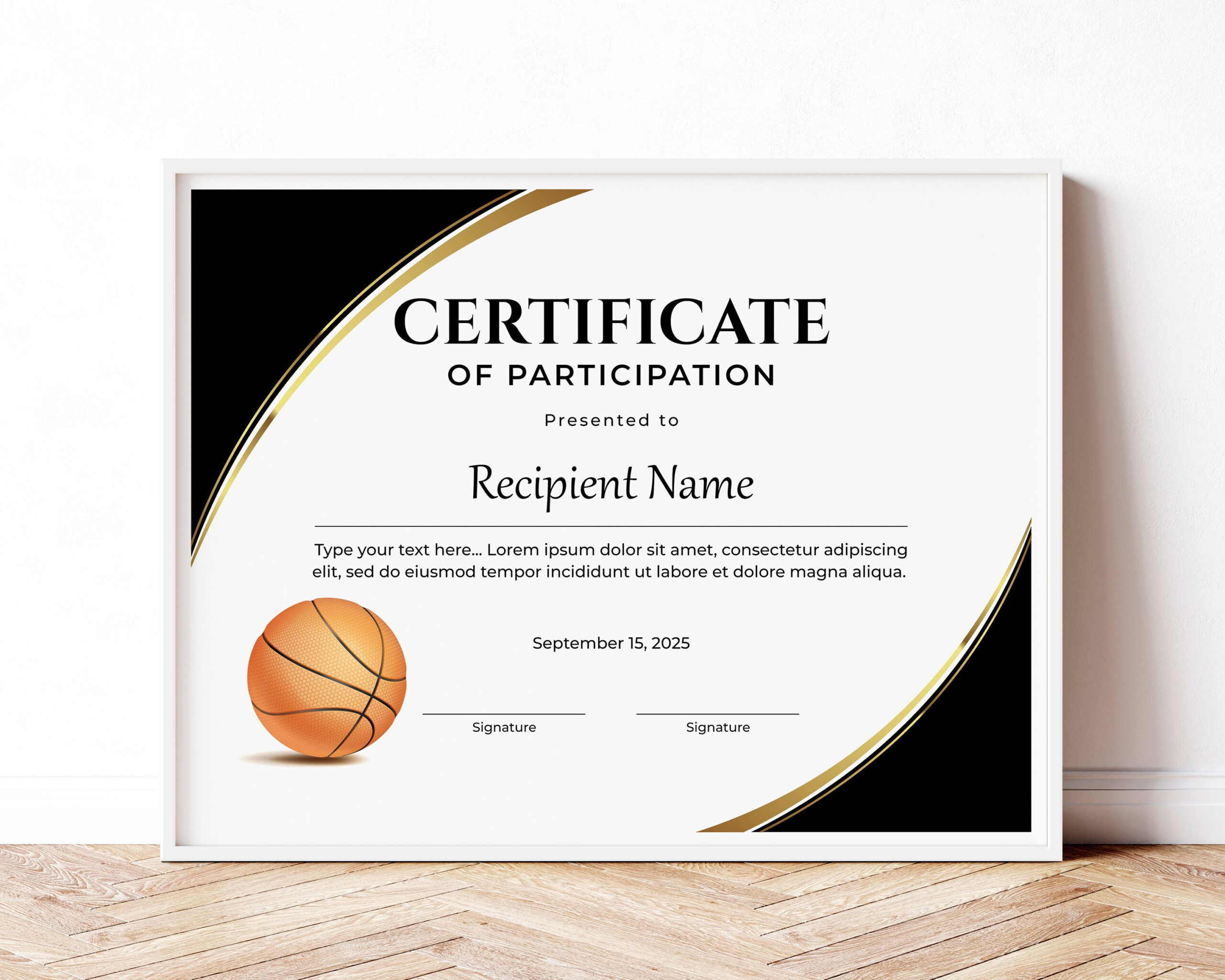 Editierbare Vorlage Für Ein Basketball-Auszeichnungszertifikat in Basketball Participation Certificate Free Printable