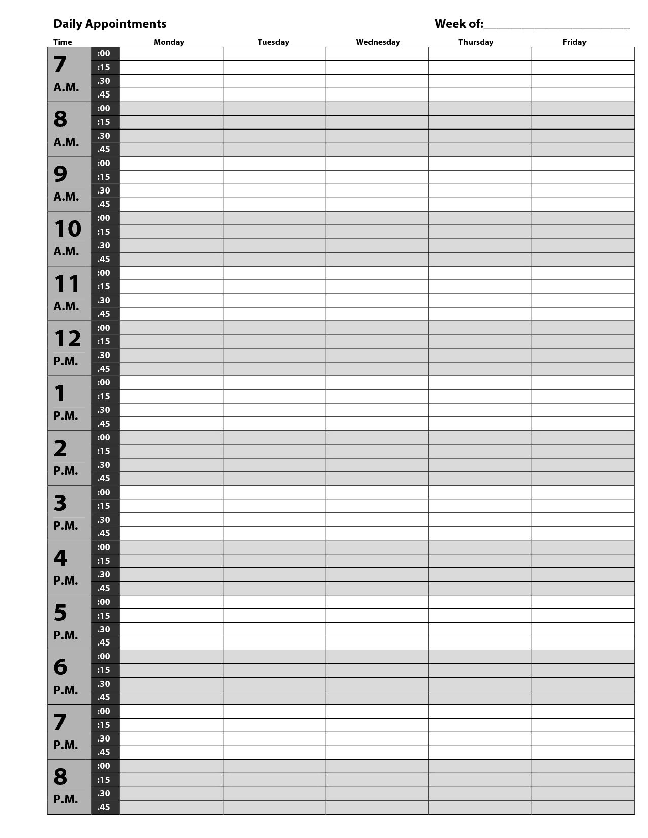 Efficient And Organized: 15 Minute Planner inside Free Printable Daily Planner 15 Minute Intervals