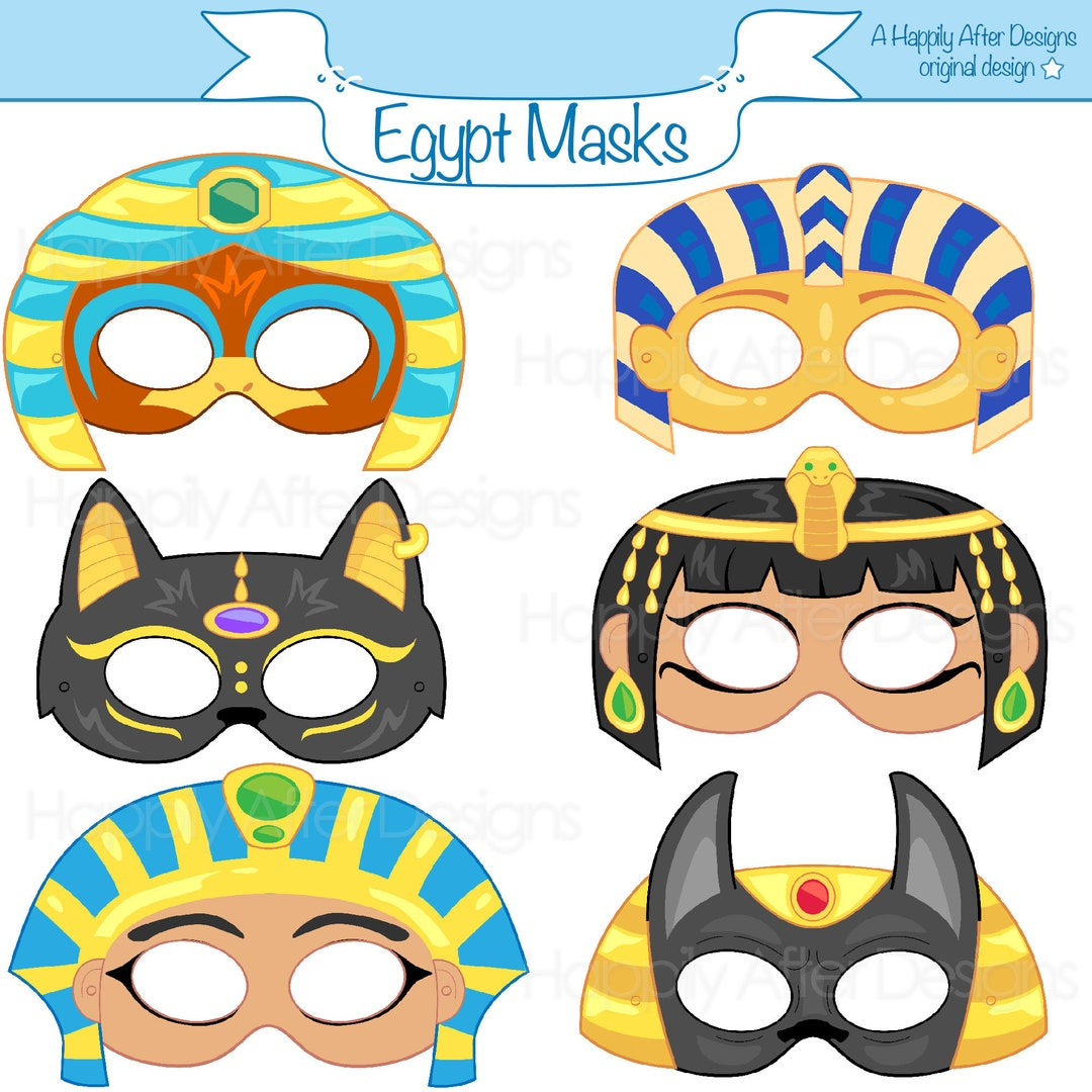 Egyptian Printable Masks, Egypt Mask, Cleopatra Mask, Anubis Mask, Cat Mask, Ra Mask, Pharaoh Mask, Sphinx Mask, Gods, Cleo, Printable Mask - Etsy with Free Printable Egyptian Masks