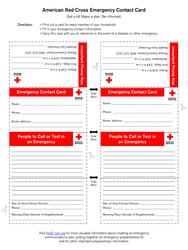 Emergency Contact Card Template - Fill Online, Printable, Fillable within Free Printable Emergency Medical Card