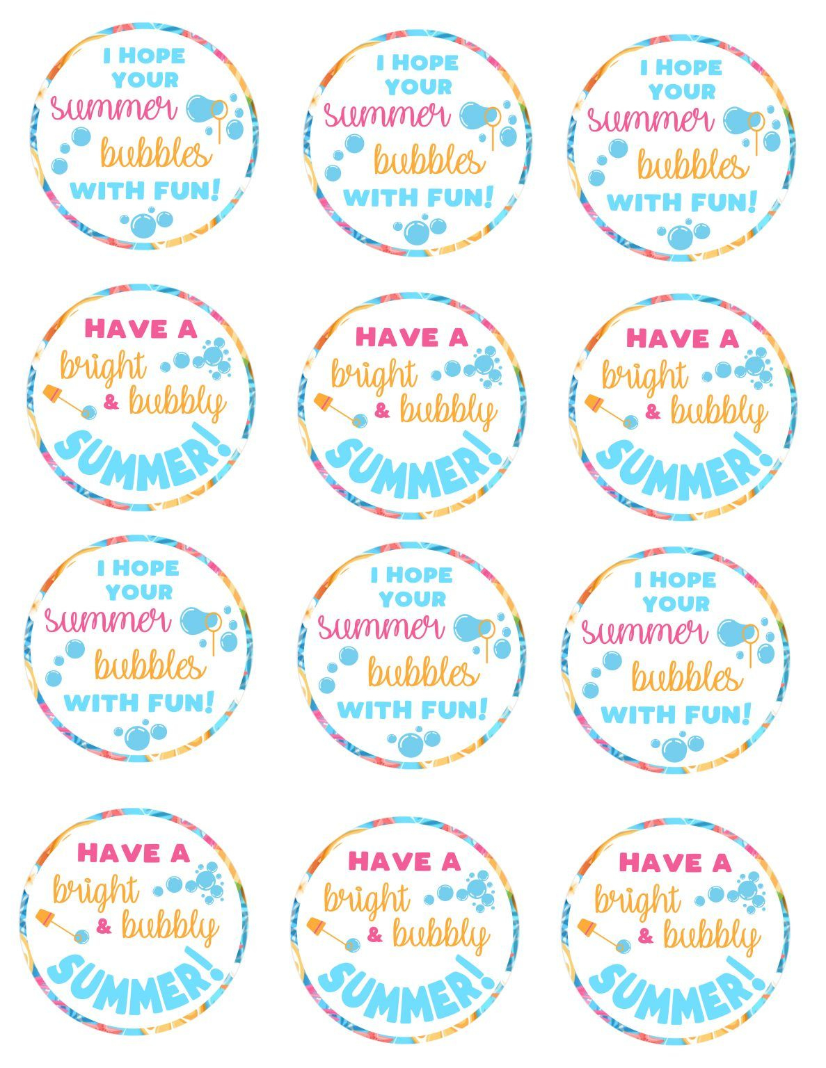 End Of School Year Summertime Bubble Gift Idea For Kids | Free inside Free Printable Gift Tags For Bubbles