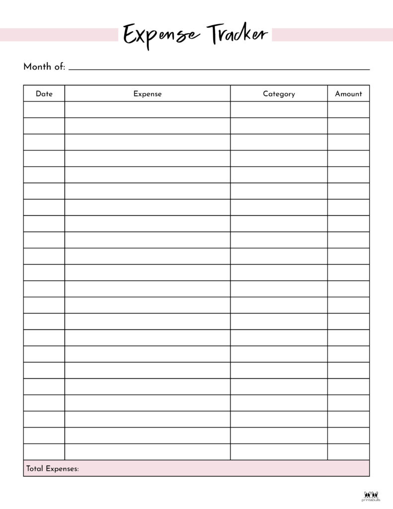 Expense Tracker Printables - 20 Free Options | Printabulls for Free Printable Finance Sheets