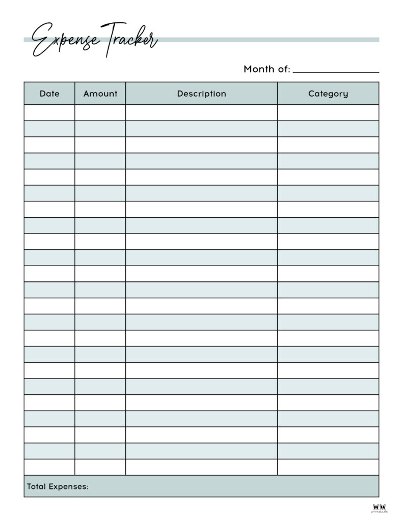 Expense Tracker Printables - 20 Free Options | Printabulls intended for Free Printable Daily Expense Tracker