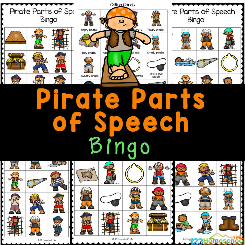 🏴‍☠️ Free Printable Pirate Parts Of Speech Bingo Game throughout Free Printable Parts Of Speech Bingo