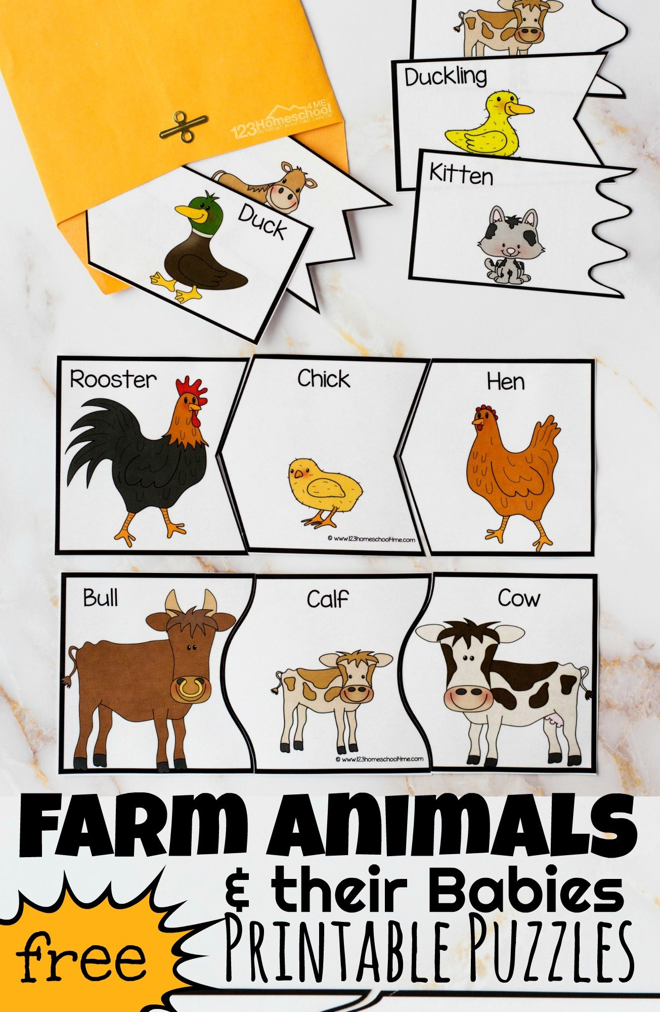 🐔 Free Farm Animals And Their Babies Printables Puzzles Activities throughout Free Printable Farm Animal Pictures