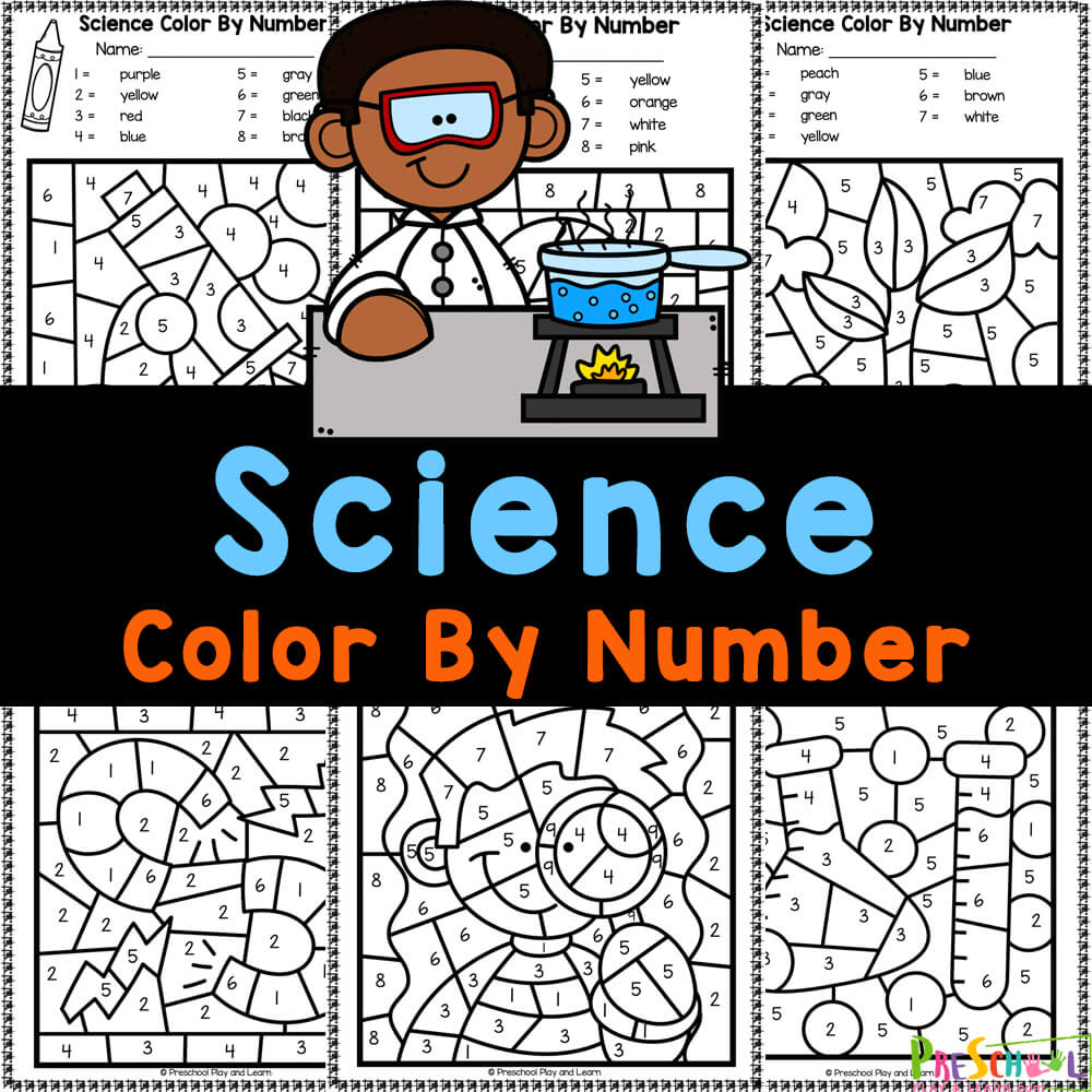 🧪 Free Printable Science Colornumber Worksheets in Free Printable Science Lessons