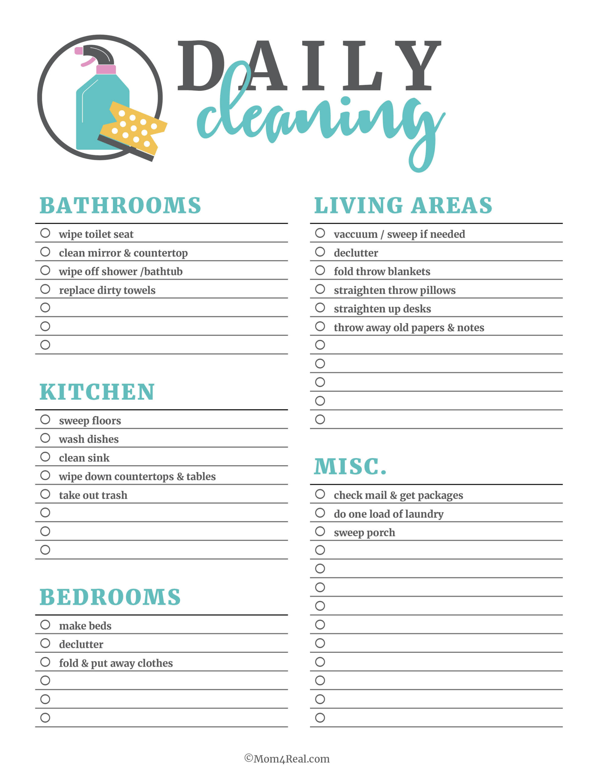 🧹 Printable Cleaning Checklists: Daily, Weekly &amp;amp; Monthly Tasks! throughout Free Printable Cleaning Schedule Template