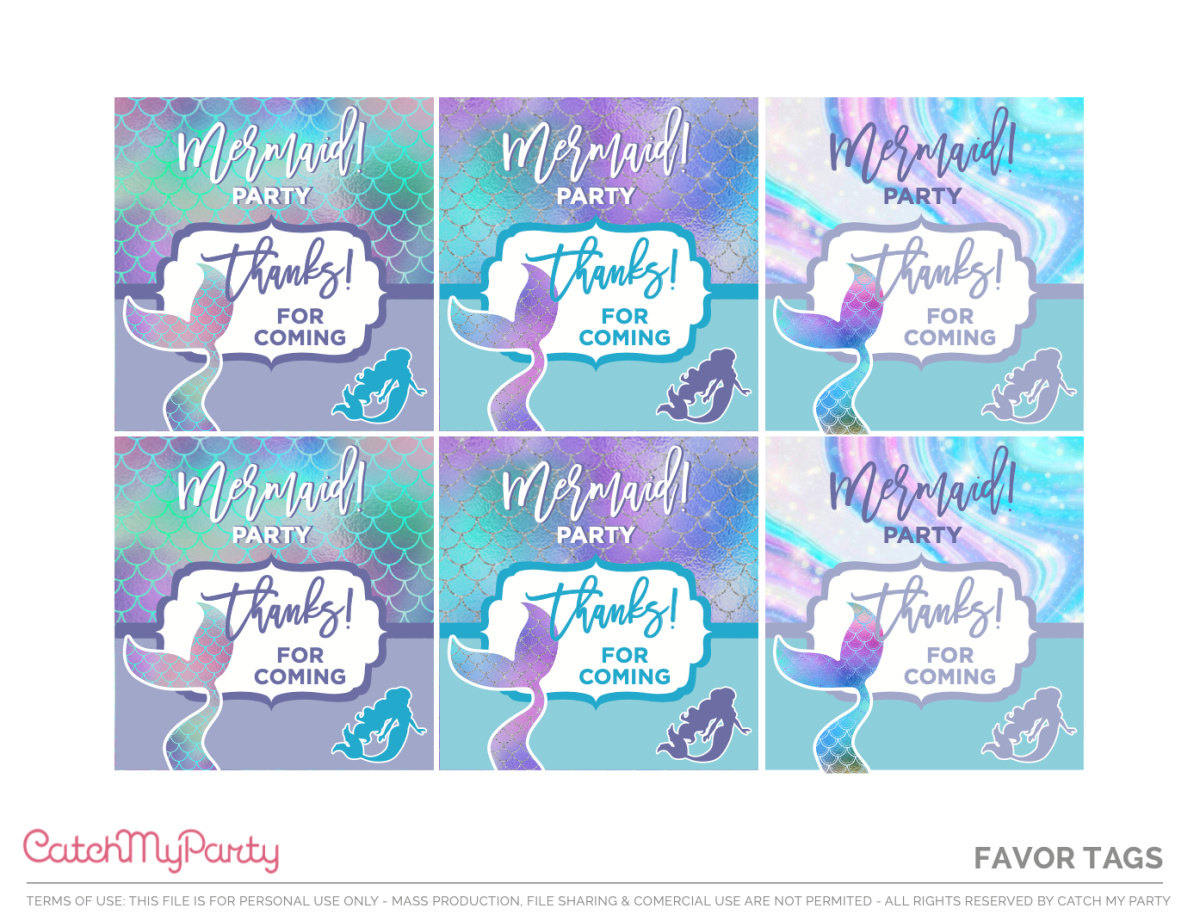 Fabulous Free Mermaid Party Printables! | Catch My Party with Free Printable Mermaid Tags