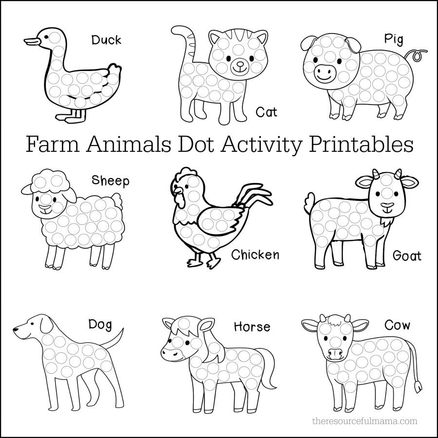 Farm Animals Dot Activity Printables - The Resourceful Mama with regard to Free Printable Farm Animals