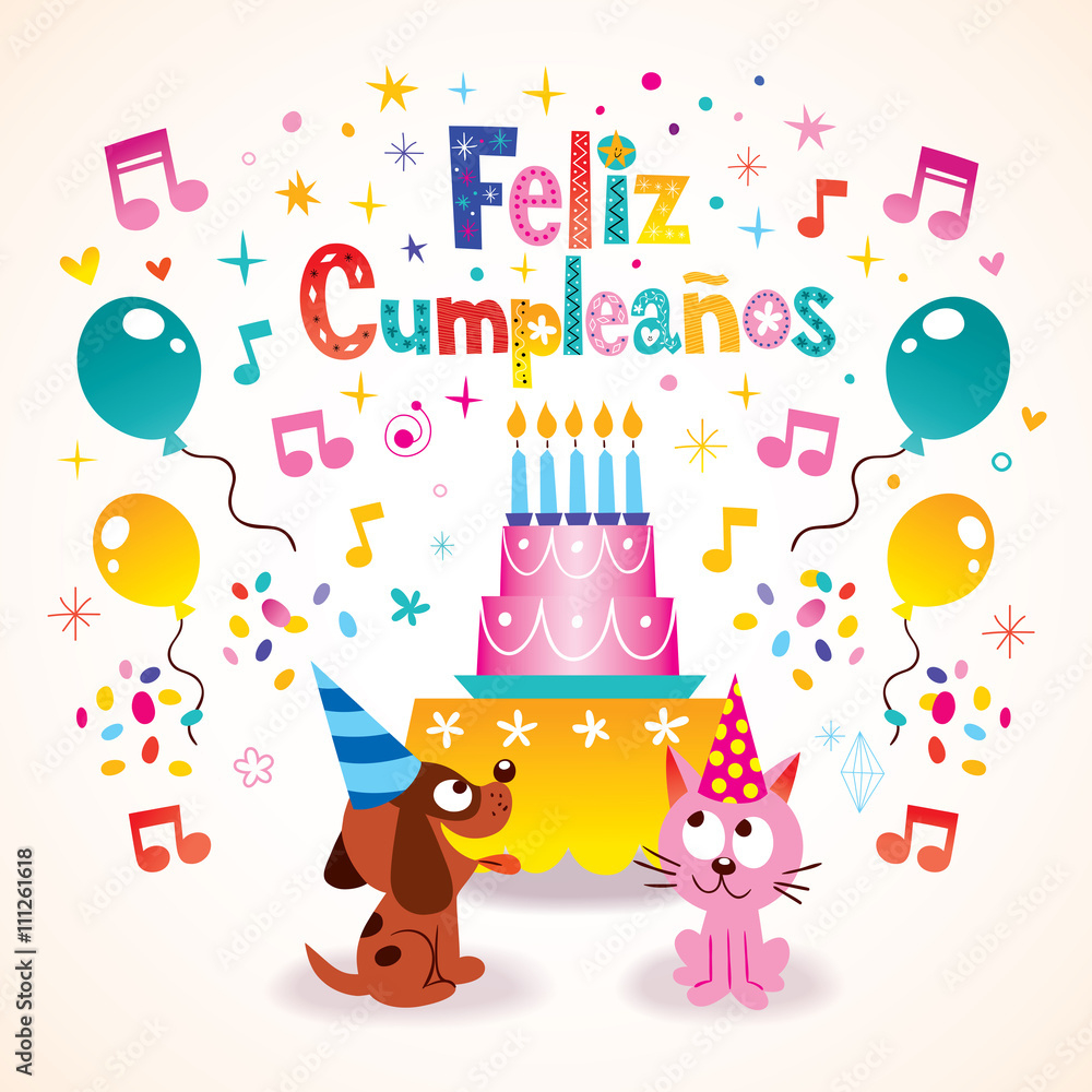 Feliz Cumpleanos - Happy Birthday In Spanish Greeting Card Stock throughout Free Printable Happy Birthday Cards In Spanish