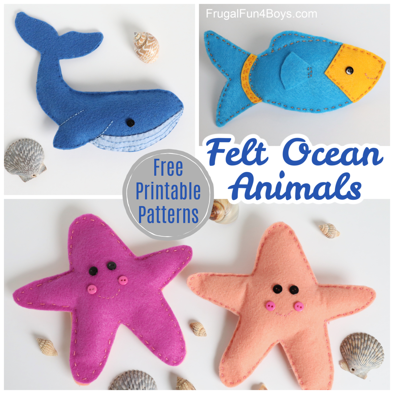 Felt Ocean Animals Beginning Sewing - Frugal Fun For Boys And Girls for Free Printable Felt Patterns