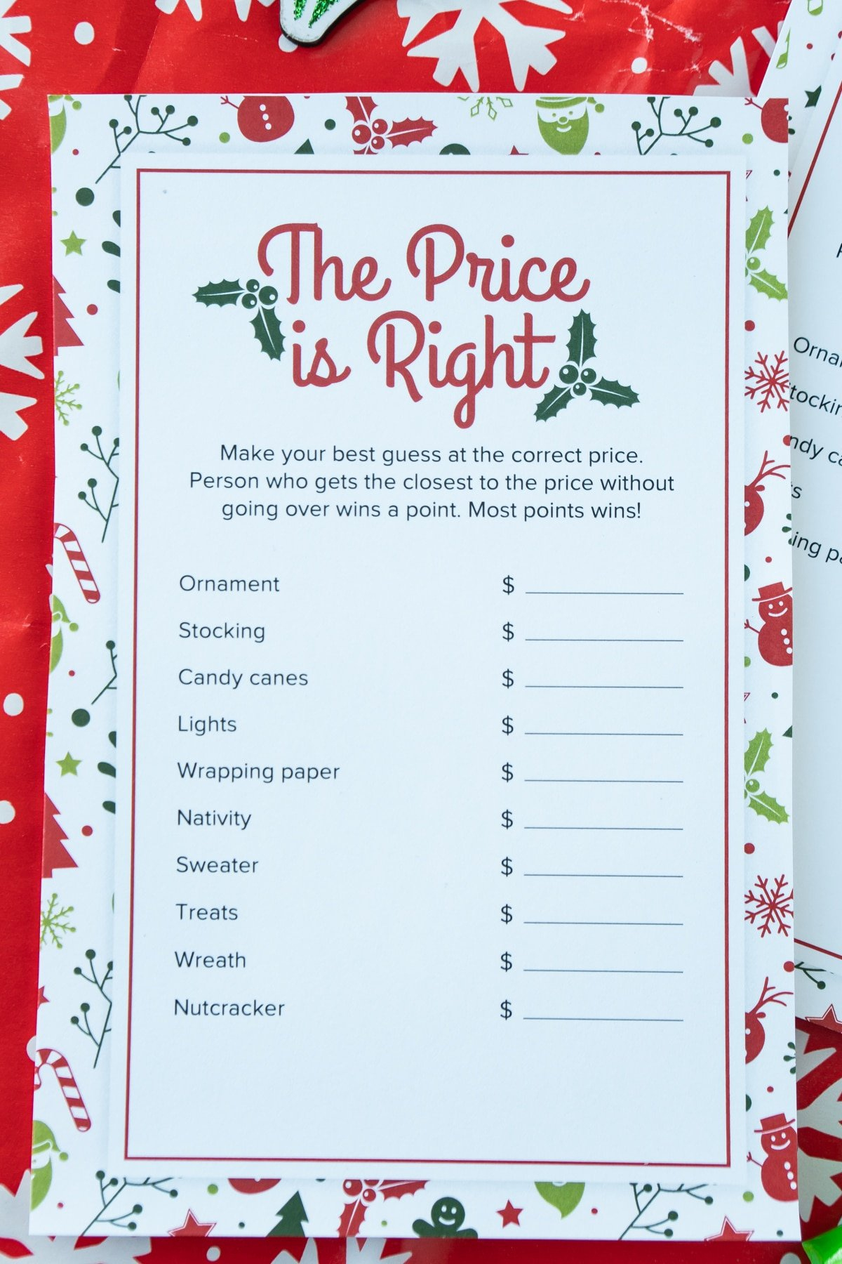 Festive Christmas Price Is Right Game {Free Printable} - Play throughout Free Printable Christmas Games for Family Gatherings