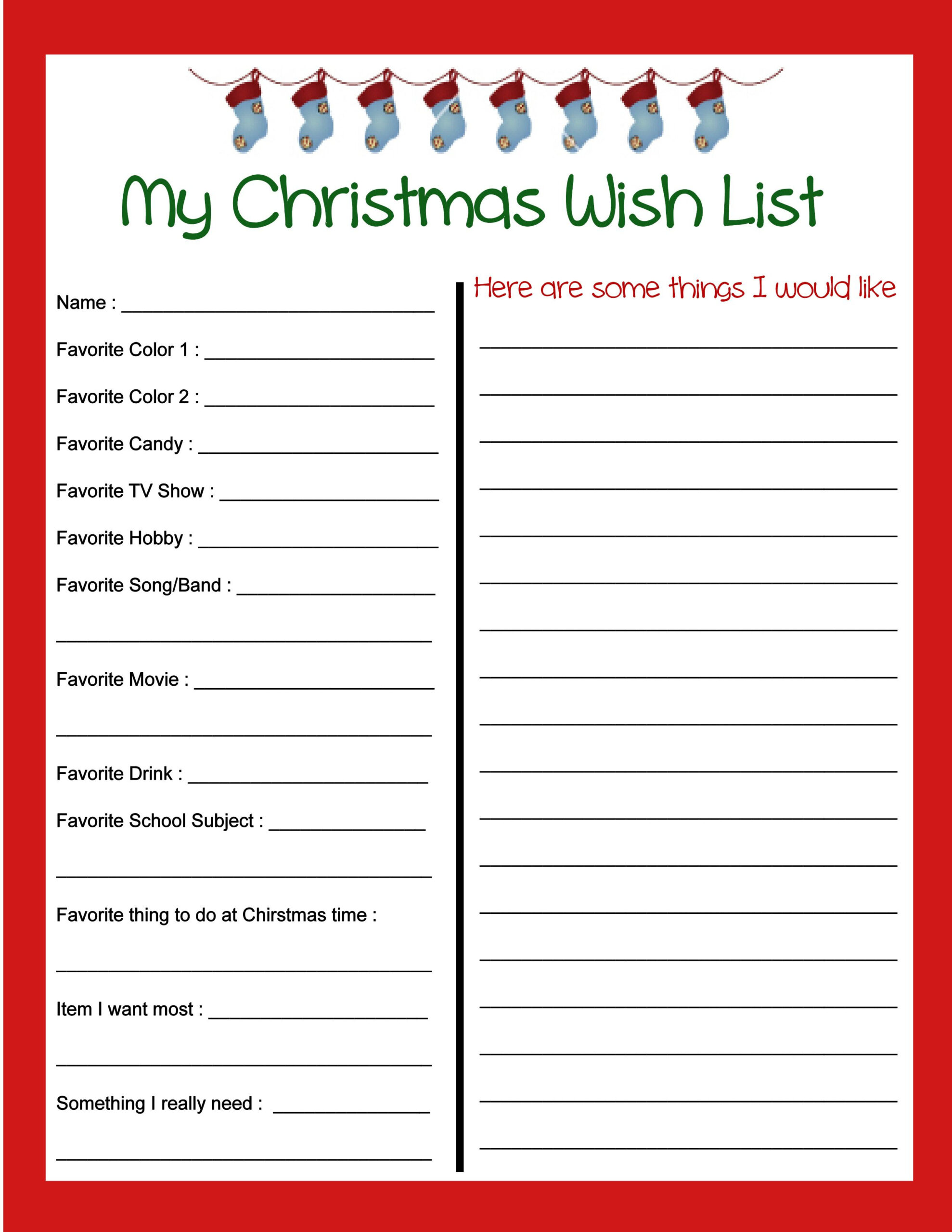 Festive Fun: Printable Christmas Wish List For Kids! within Free Printable Christmas List