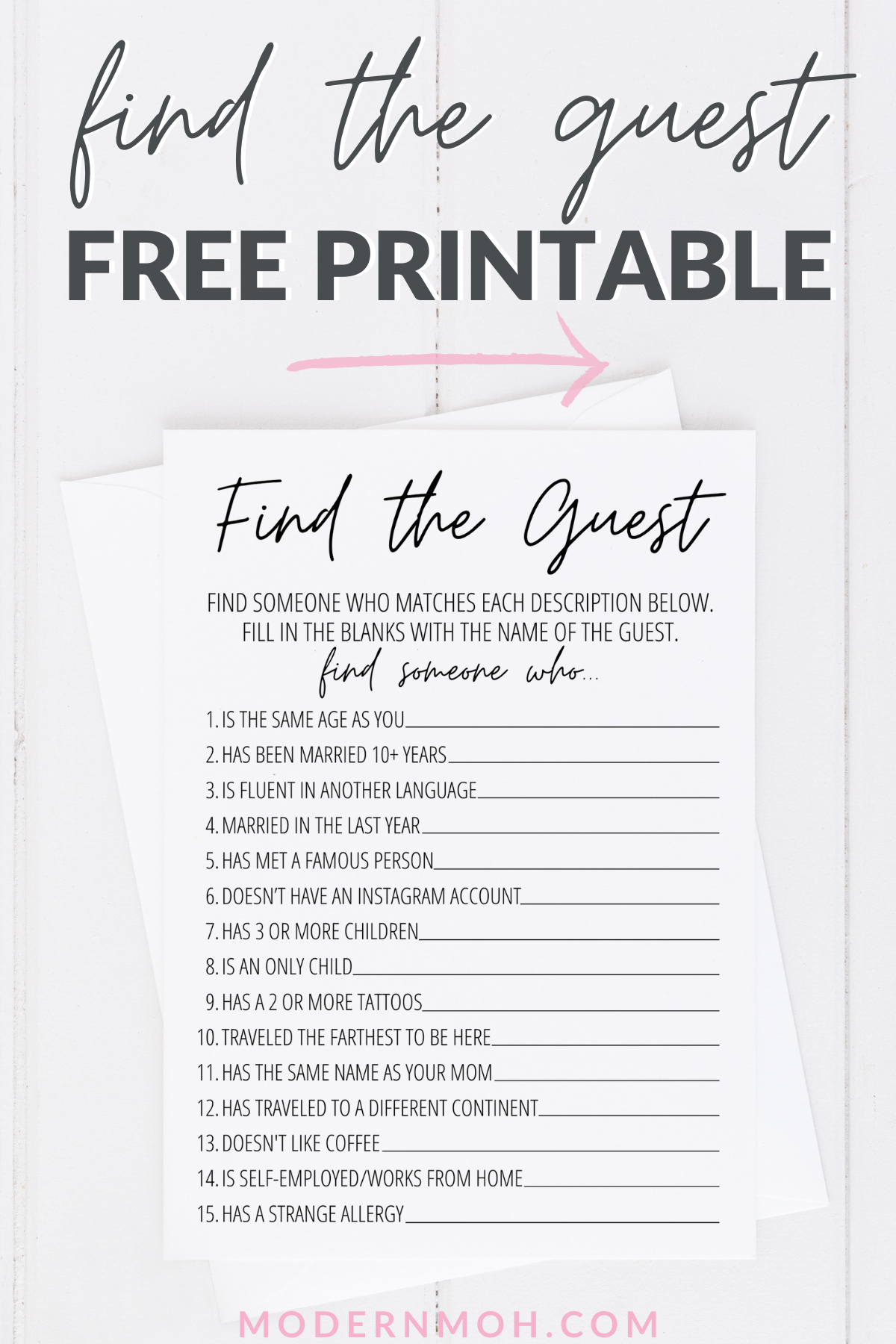 Find The Guest Bridal Shower Game Free Printable | Wedding Games throughout Find The Guest Baby Shower Game Free Printable