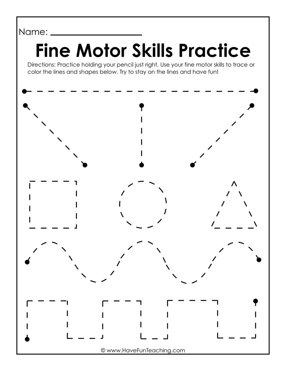 Fine Motor Skills Practice Worksheet in Free Printable Fine Motor Skills Worksheets