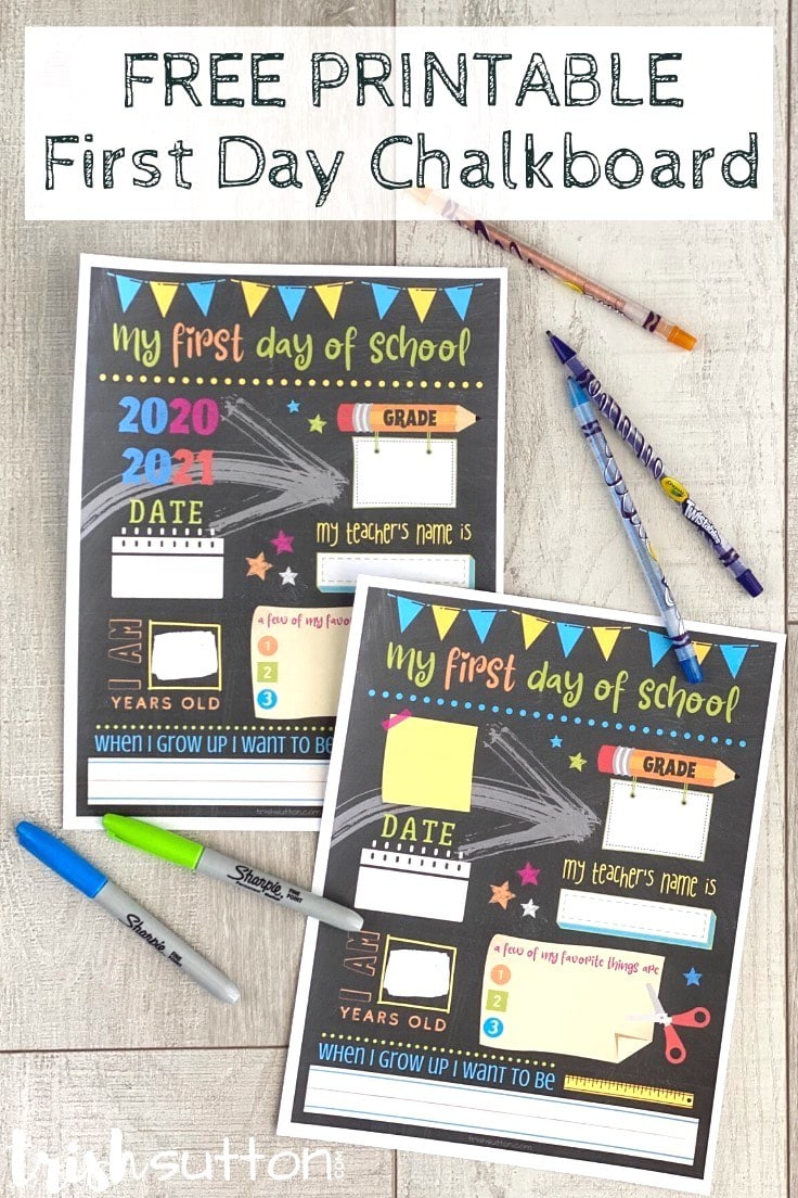 First Day Of School Chalkboard About Me Free Printable within Free Printable First Day Of School Chalkboard Signs