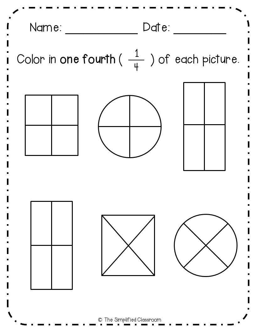 First Grade No Prep Fractions Pack Coloring Matching Sorting Math pertaining to Free Printable First Grade Fraction Worksheets