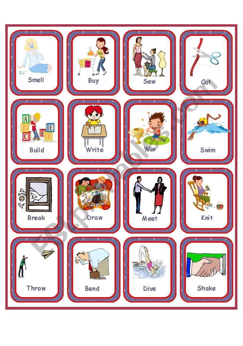 Flashcards - Irregular Verbs - Set 2 - Esl Worksheetanna P with regard to Irregular Verbs Flashcards Printable Free