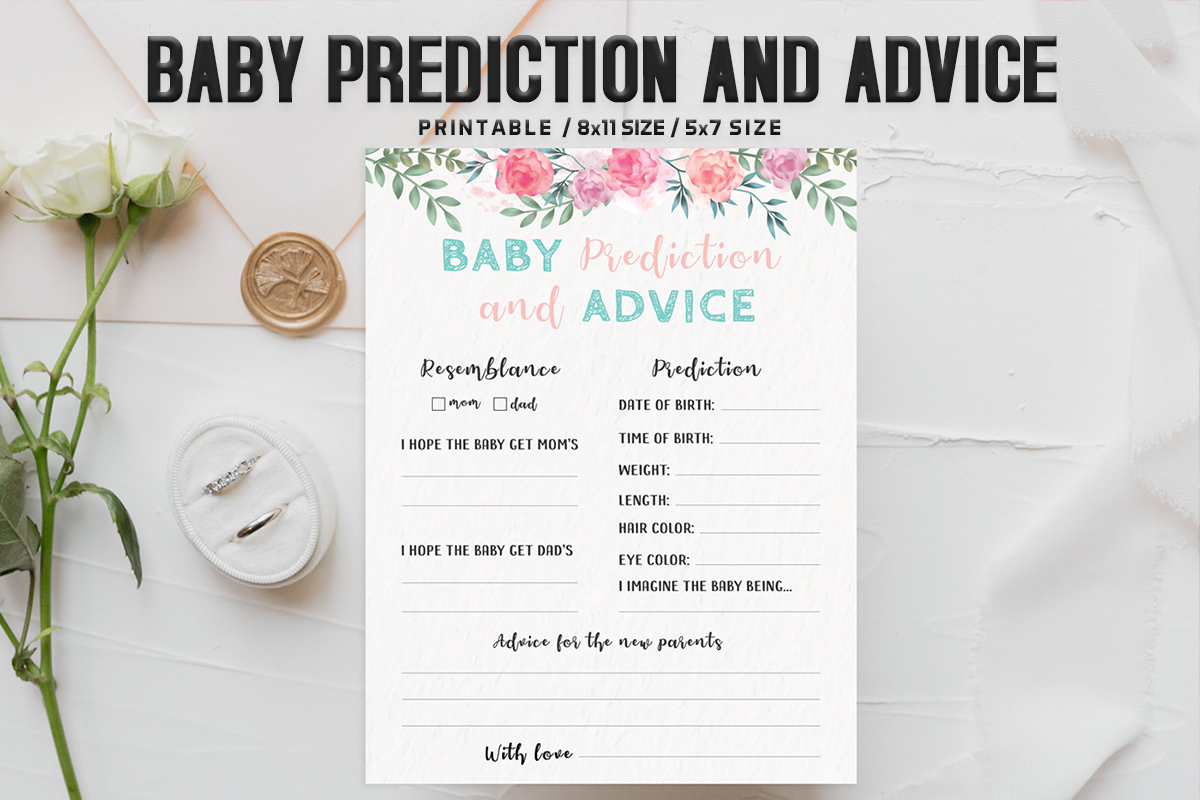 Floral Baby Prediction And Advice Printable - Free Download intended for Baby Prediction And Advice Cards Free Printable