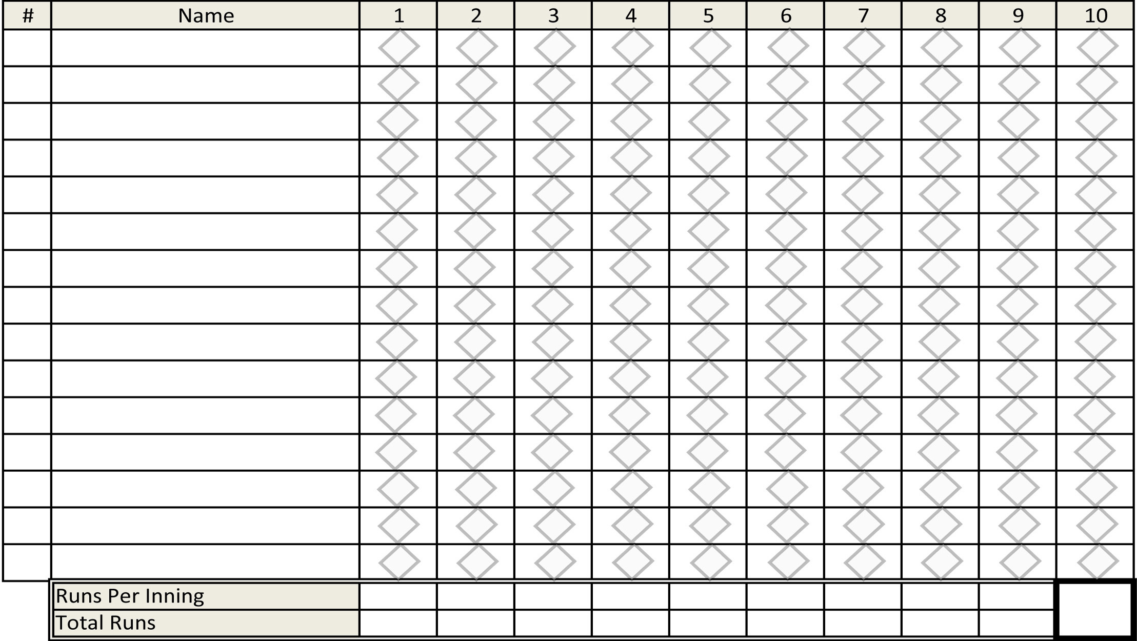 Florida Half Century Amateur Softball Association within Free Printable Softball Stat Sheets