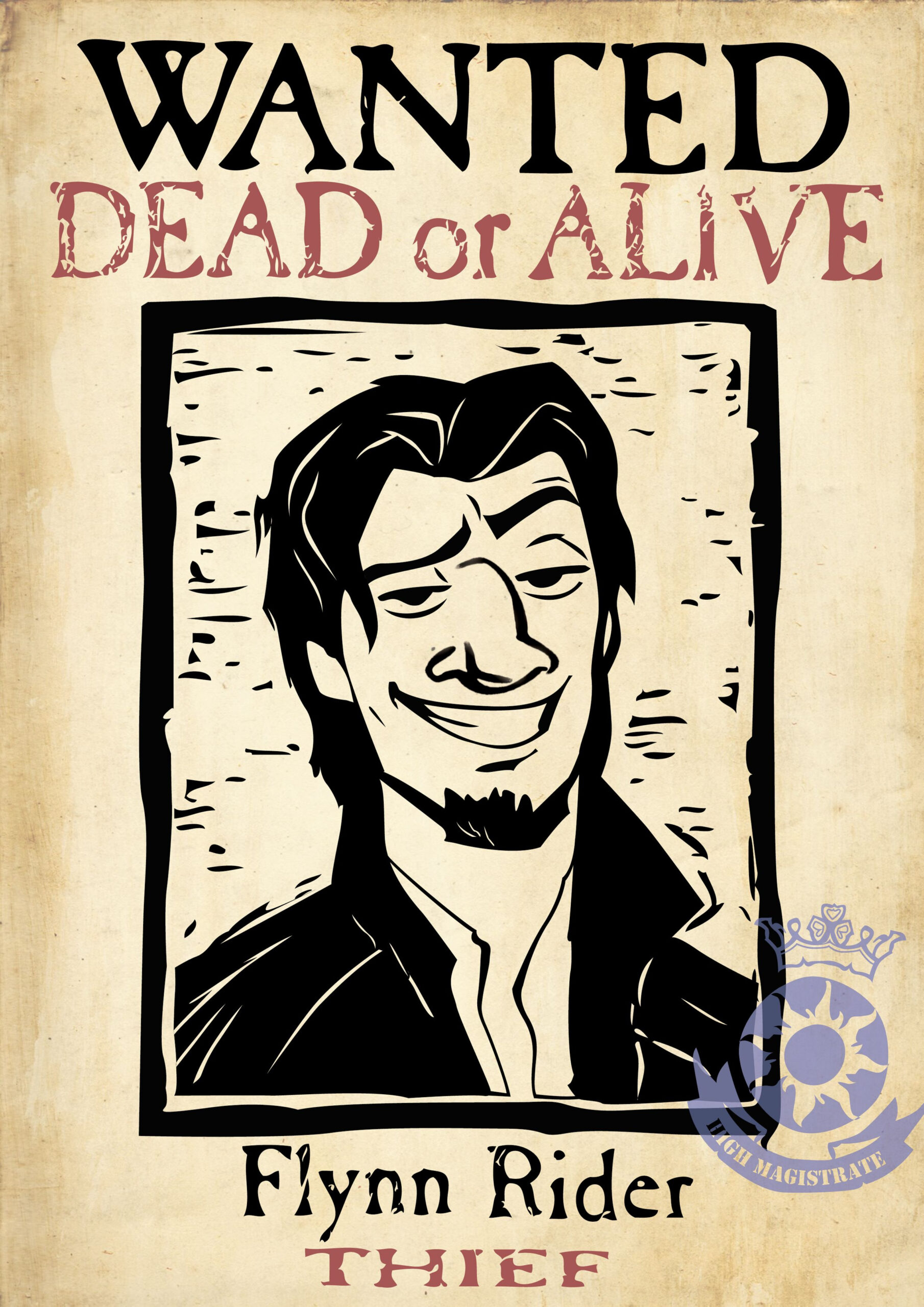 Flynn Rider Wanted Poster Printable regarding Free Printable Flynn Rider Wanted Poster