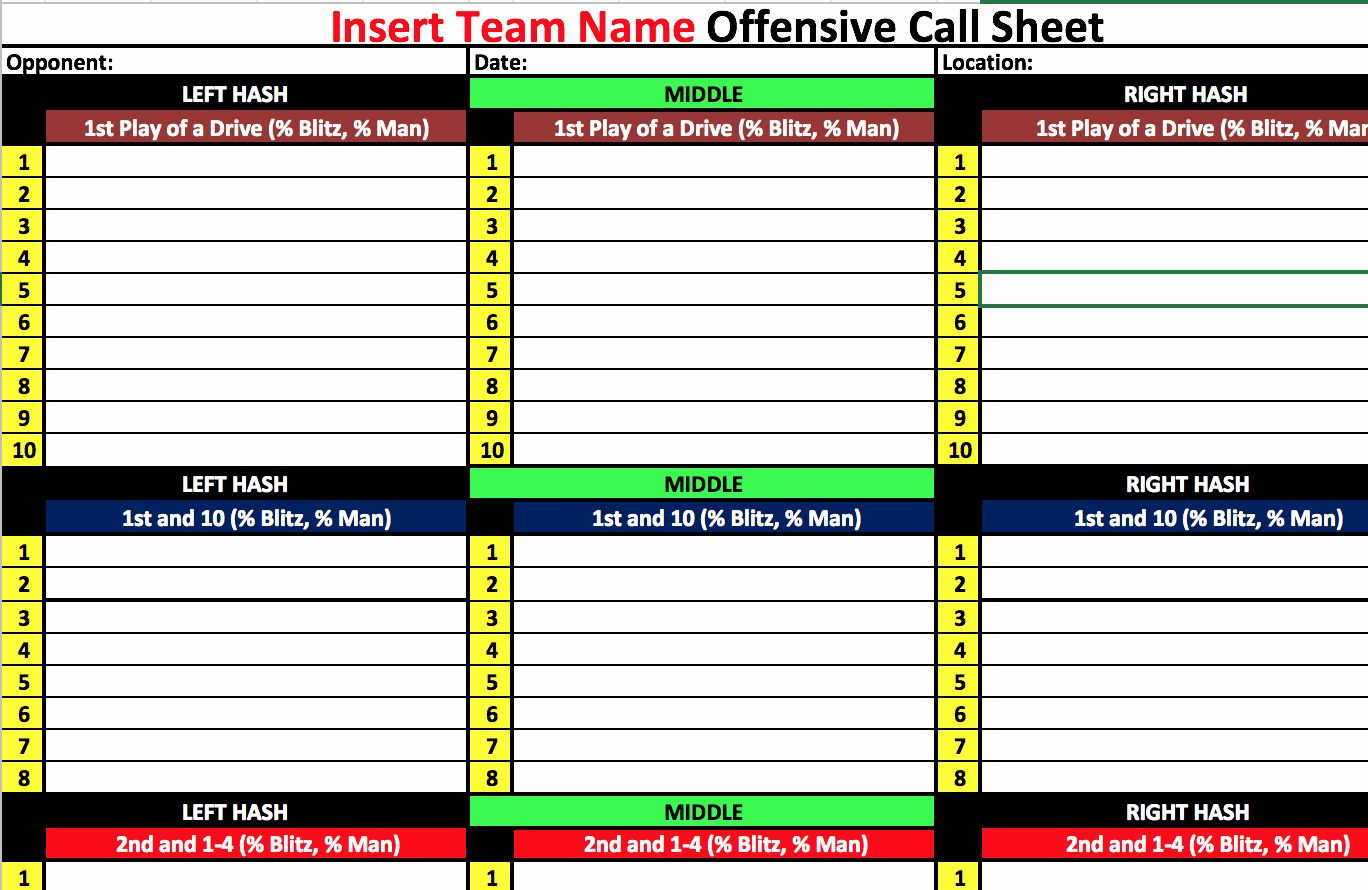 Football Play Call Sheet Template Excel | Schedule Template inside Free Printable Football Play Sheets