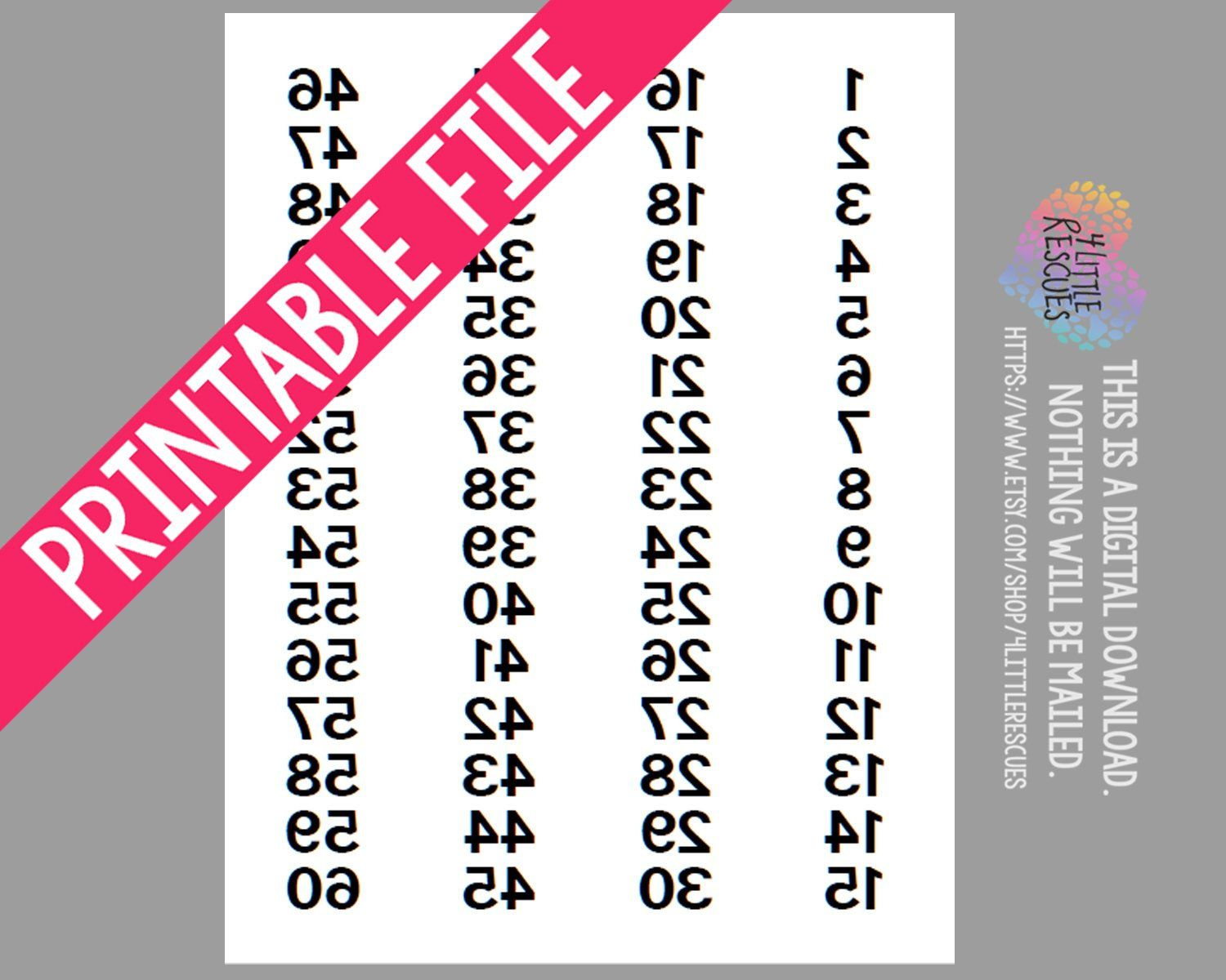 Forward And Reverse Mirror Image Labels Tags Numbers 1-1020 inside Free Printable Mirrored Numbers