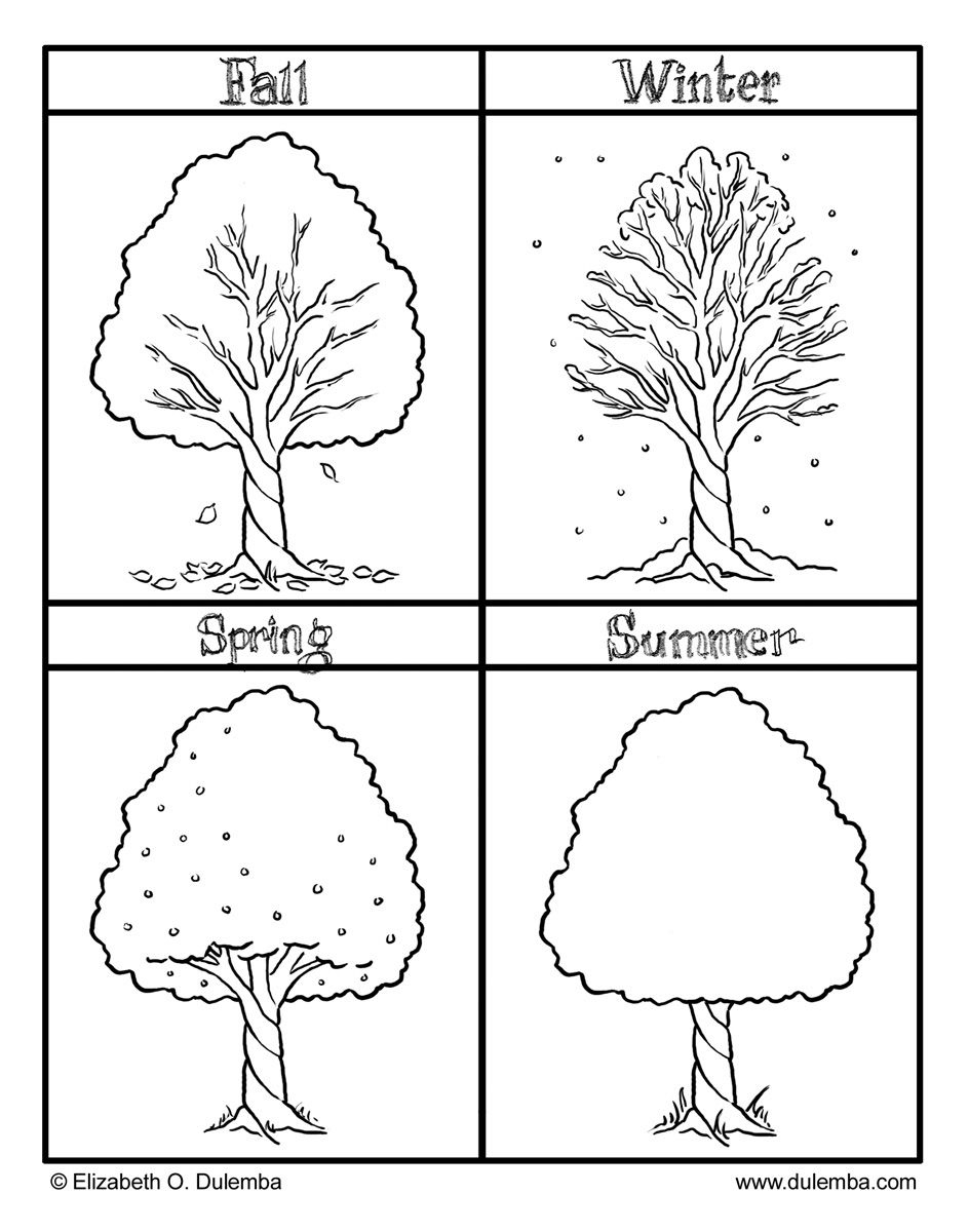 Four Seasons Tree Coloring Page within Free Printable Pictures Of The Four Seasons