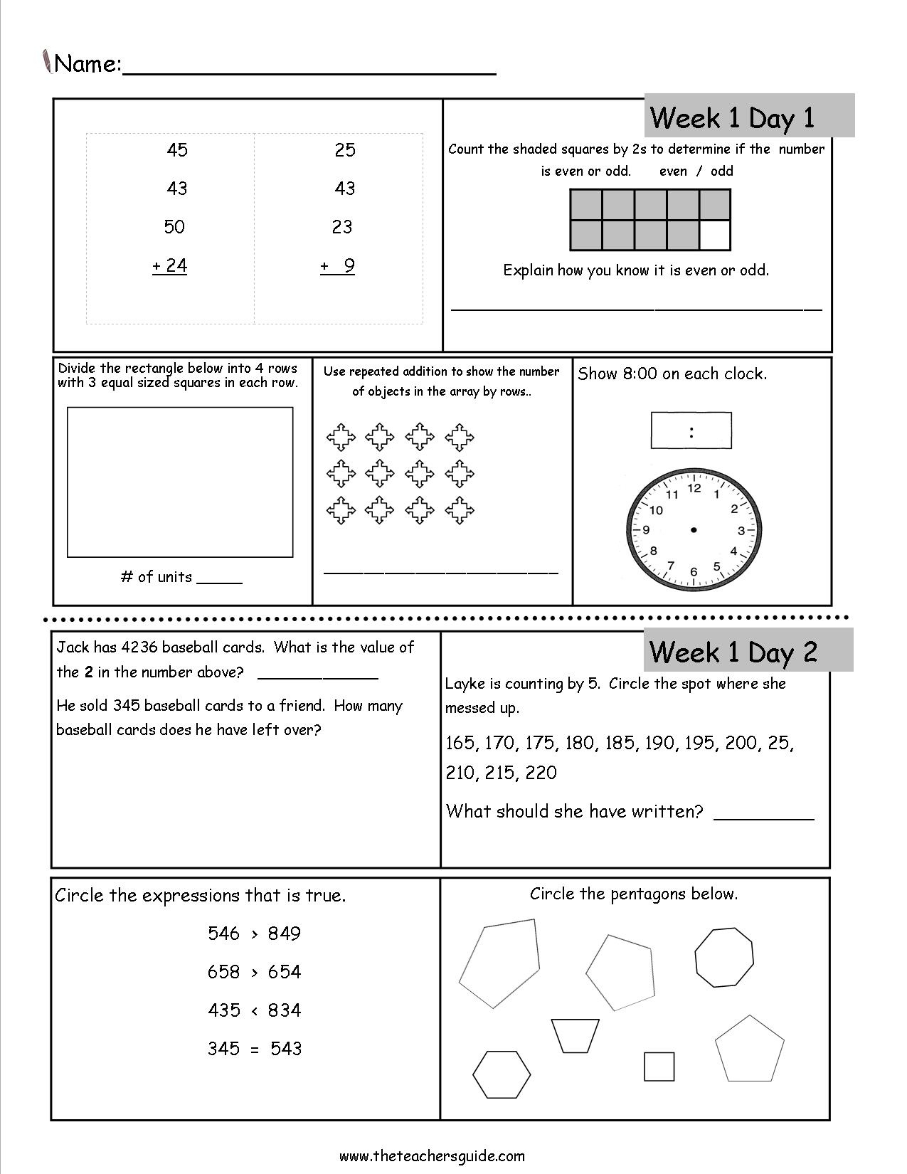 Free 3Rd Grade Daily Math Worksheets with Free Printable Common Core Math Worksheets For Third Grade