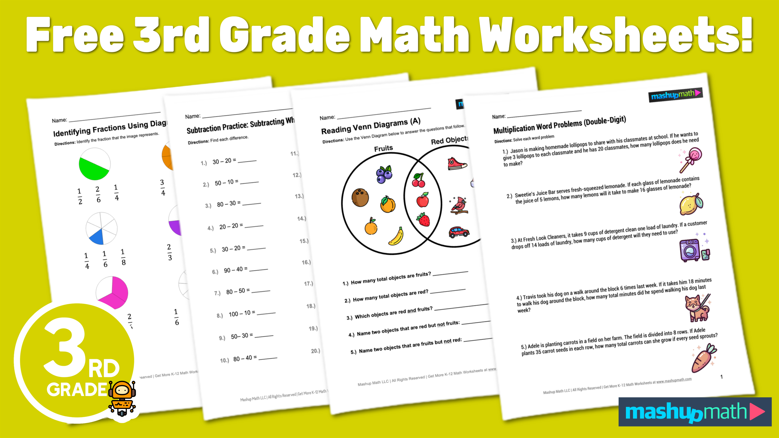 Free 3Rd Grade Math Worksheets—Printable W/ Answers — Mashup Math pertaining to Free Printable Common Core Math Worksheets For Third Grade