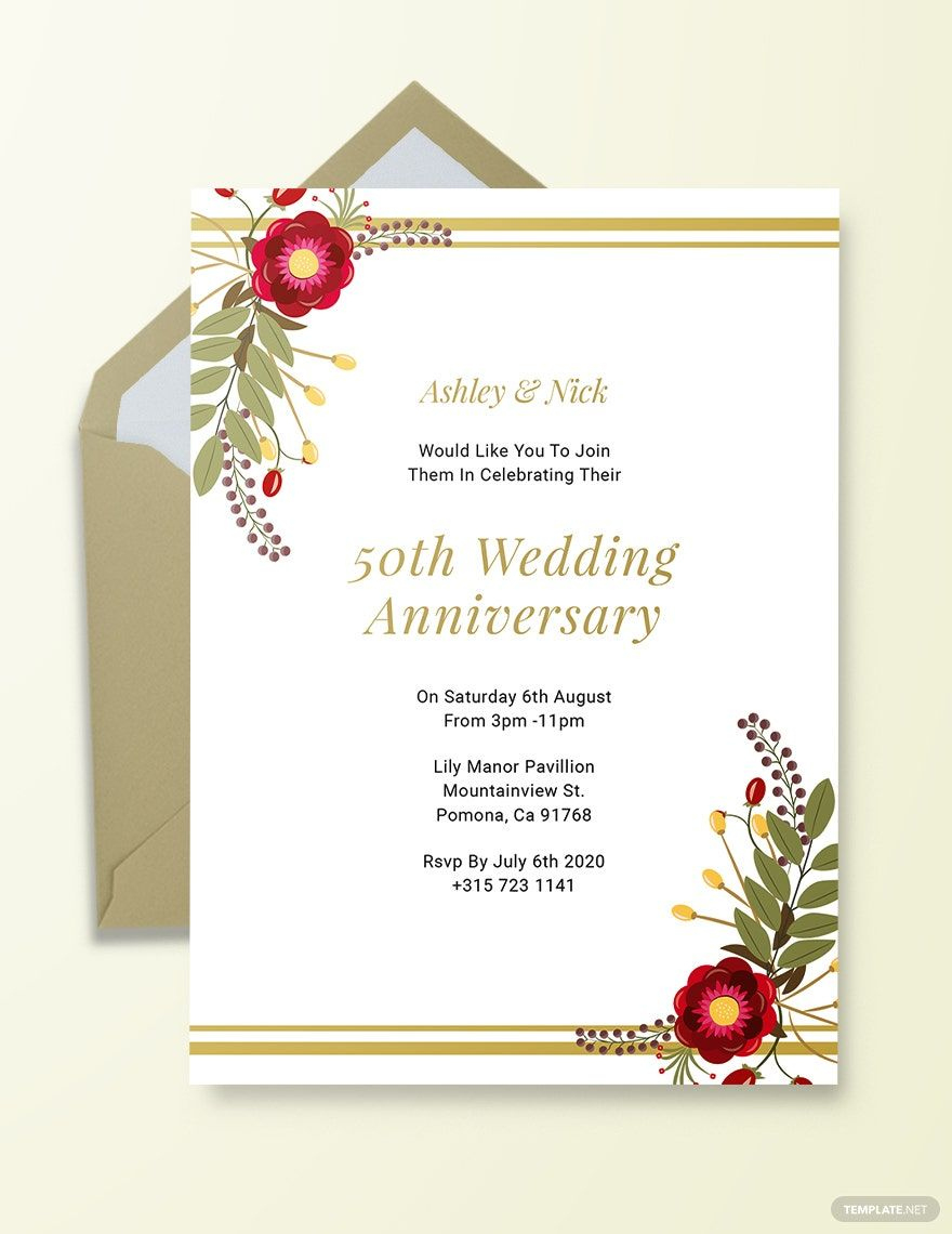 Free 50Th Anniversary Invitation Templates &amp;amp; Examples - Edit for Free Printable 50Th Wedding Anniversary Invitation Templates