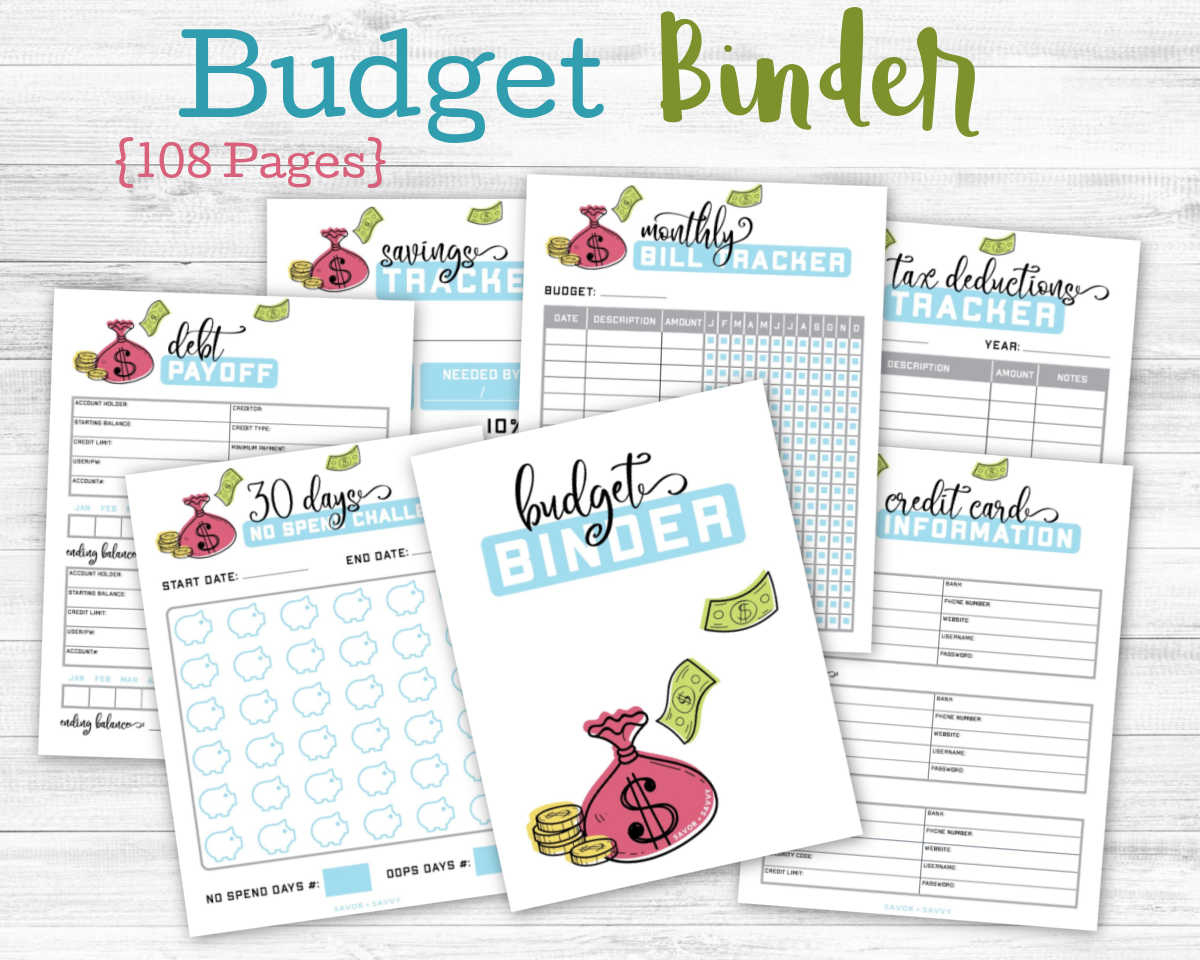 Free 9 Page Mini Budget Binder Printable - Savor + Savvy within Mini Binder Free Printables