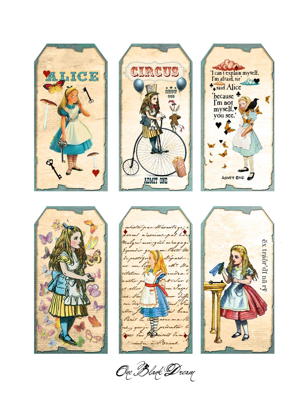 Free Alice In Wonderland Tags Digital Collage Sheet | Alice In with Free Vintage Alice In Wonderland Printables