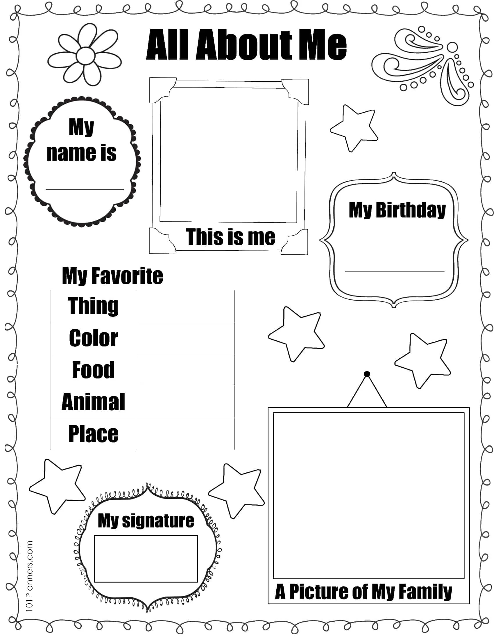 Free All About Me Poster And Workbook throughout Free Printable All About Me Poster