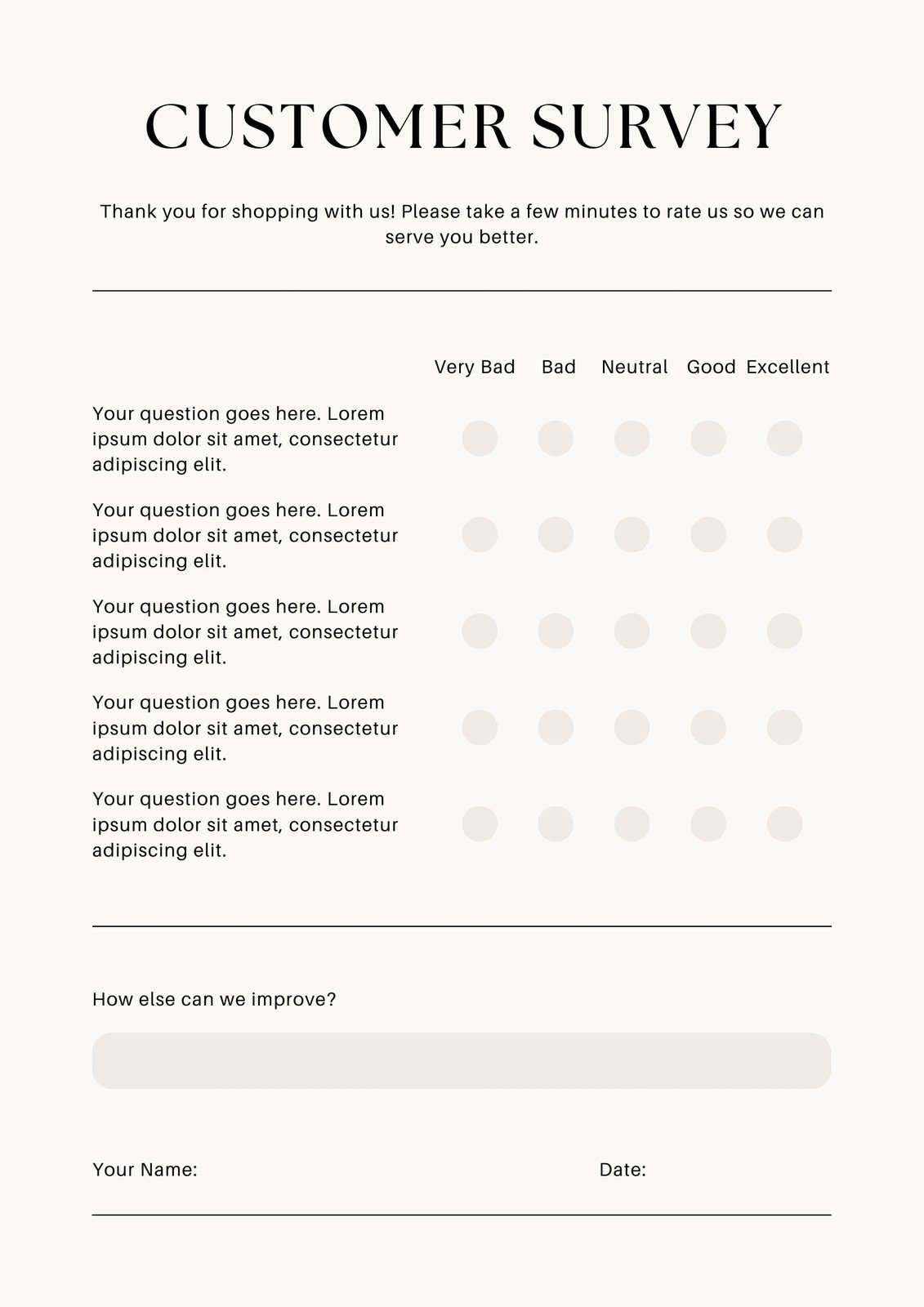 Free And Customizable Survey Templates intended for Free Printable Survey Generator