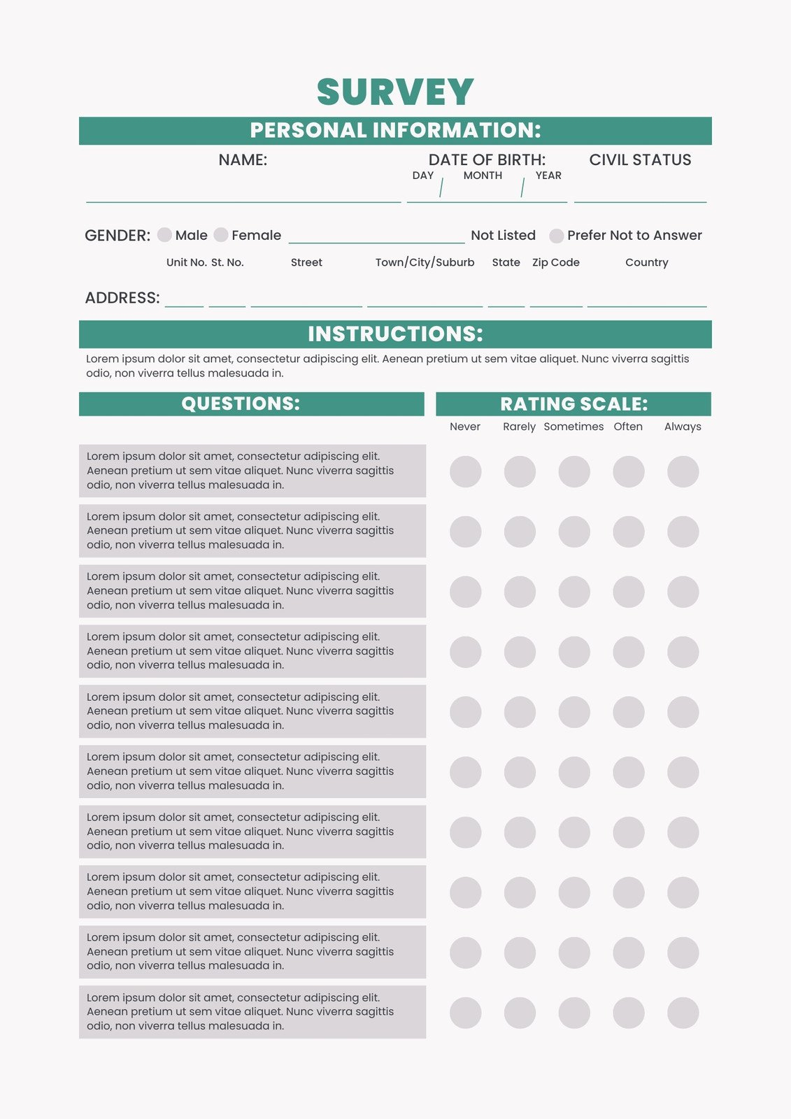 Free And Customizable Survey Templates intended for Free Printable Survey Generator