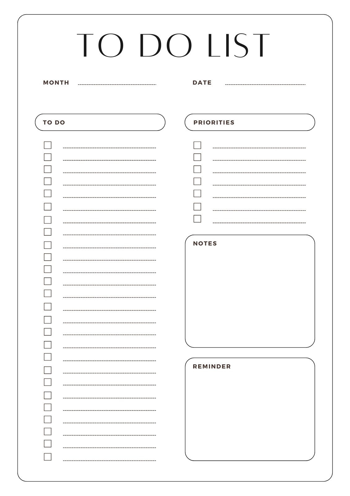 Free And Customizable To Do List Templates in Free to Do List Template Printable