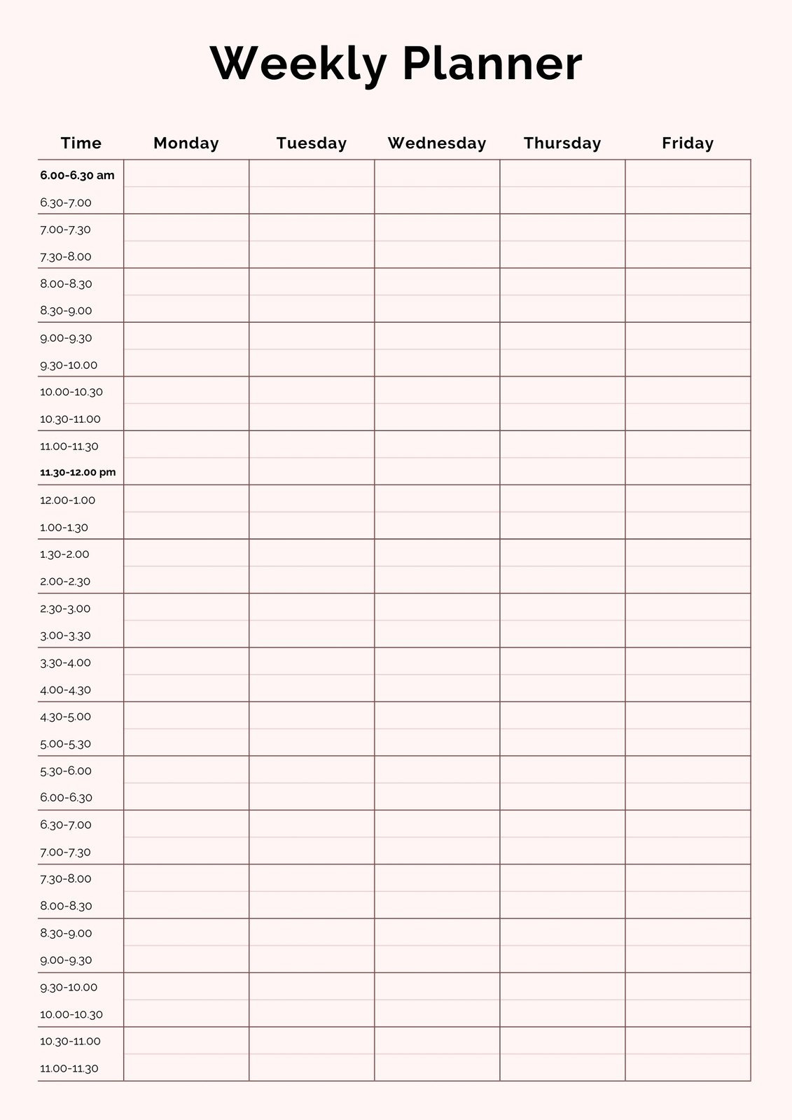 Free And Customizable Weekly Planner Templates | Canva within Free Printable Weekly Work Schedule