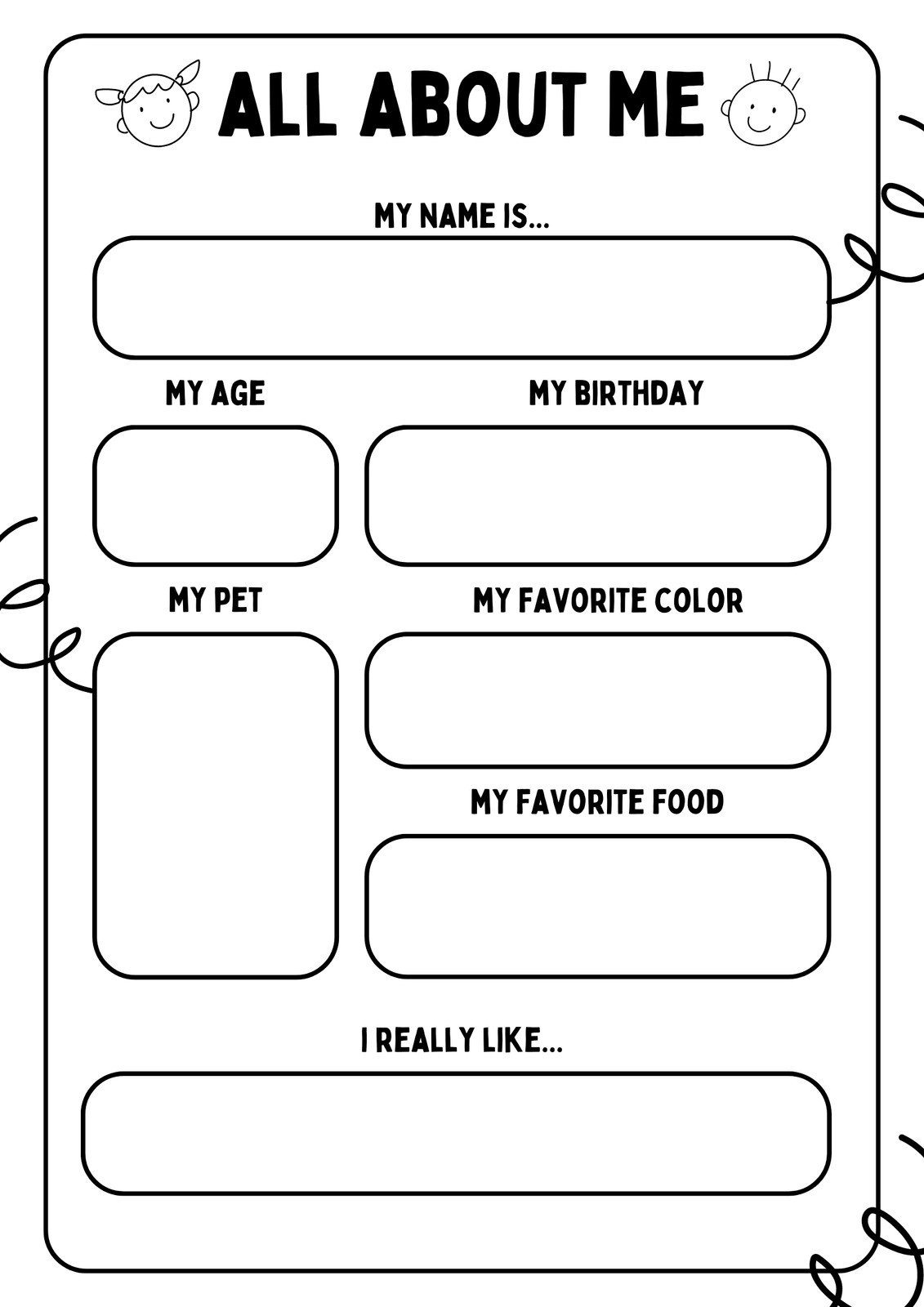 Free And Printable All About Me Worksheet Templates | Canva inside Free Printable All About Me Worksheet